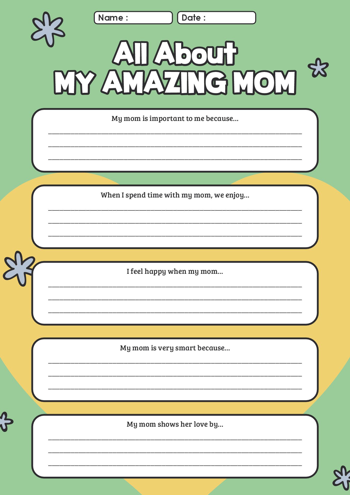Kindergarten Mothers Day Fun Worksheet