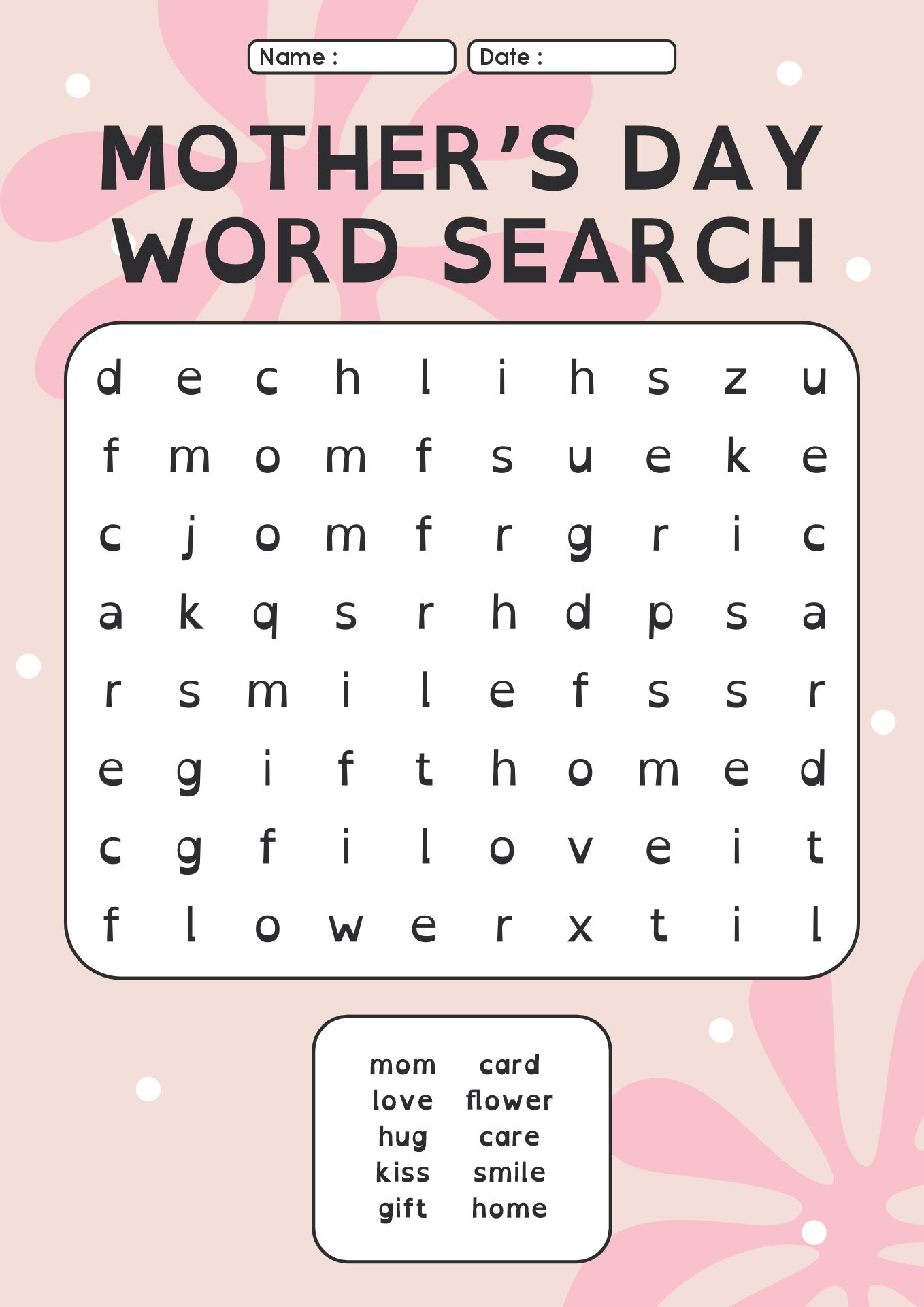 Kindergarten Mothers Day Puzzle Worksheet