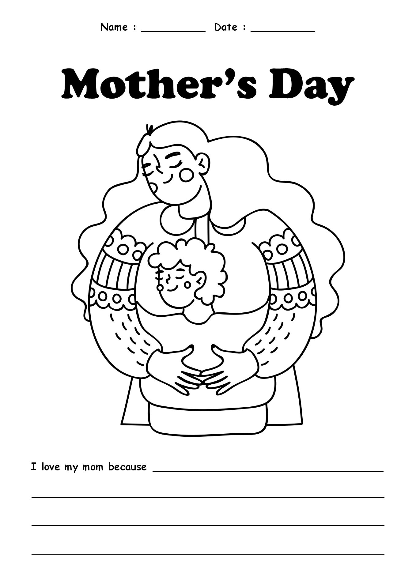 Kindergarten Mothers Day Worksheet