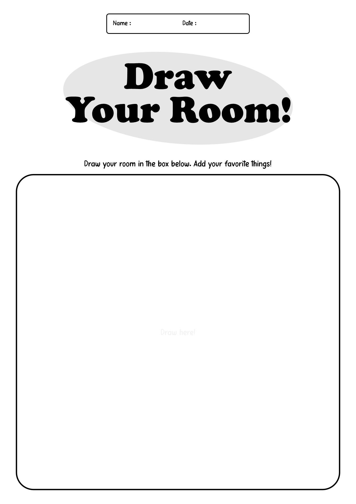 Kindergarten Worksheet My Room