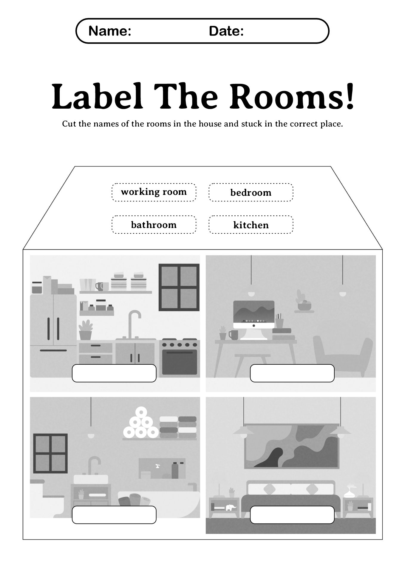 Labeling Rooms in a House Worksheet