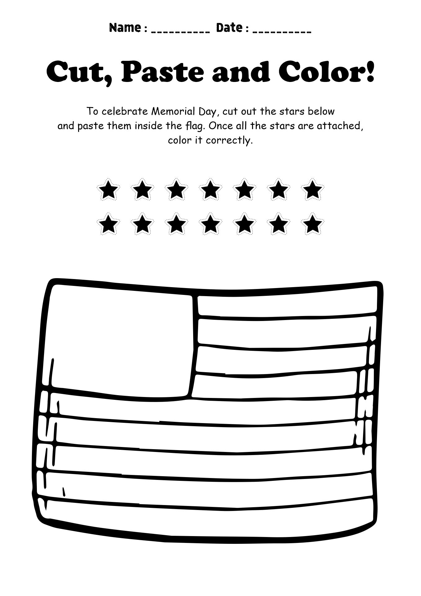 Memorial Day Fun Worksheets