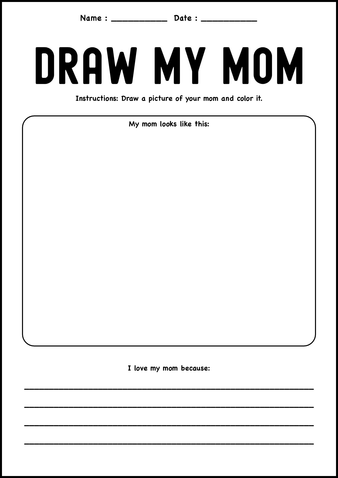 Mothers Day Activity Worksheets for Kindergarten