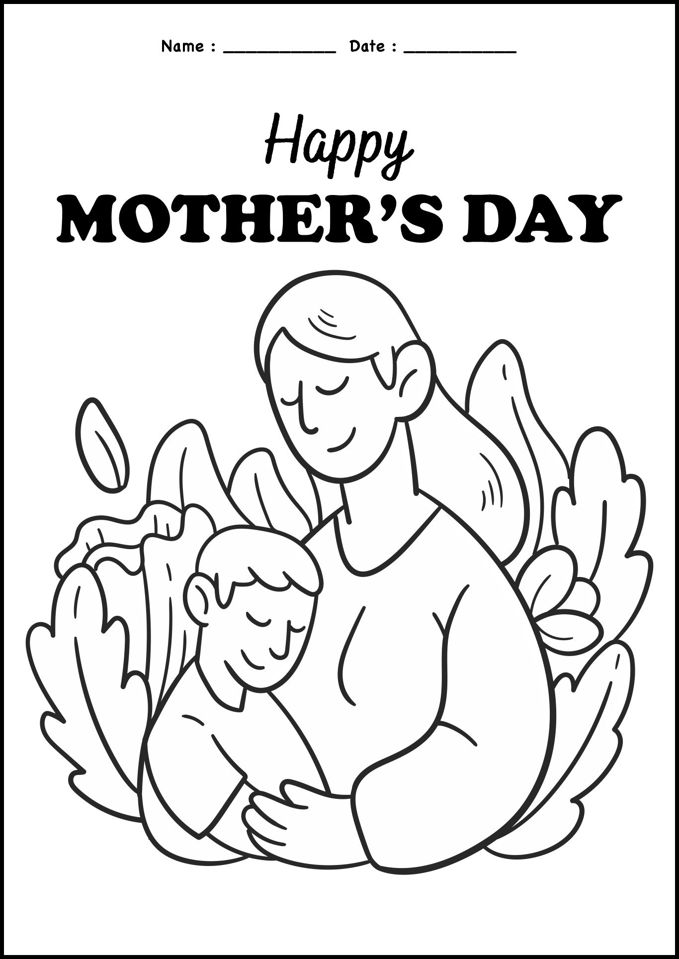 Mothers Day Coloring Worksheets for Kids