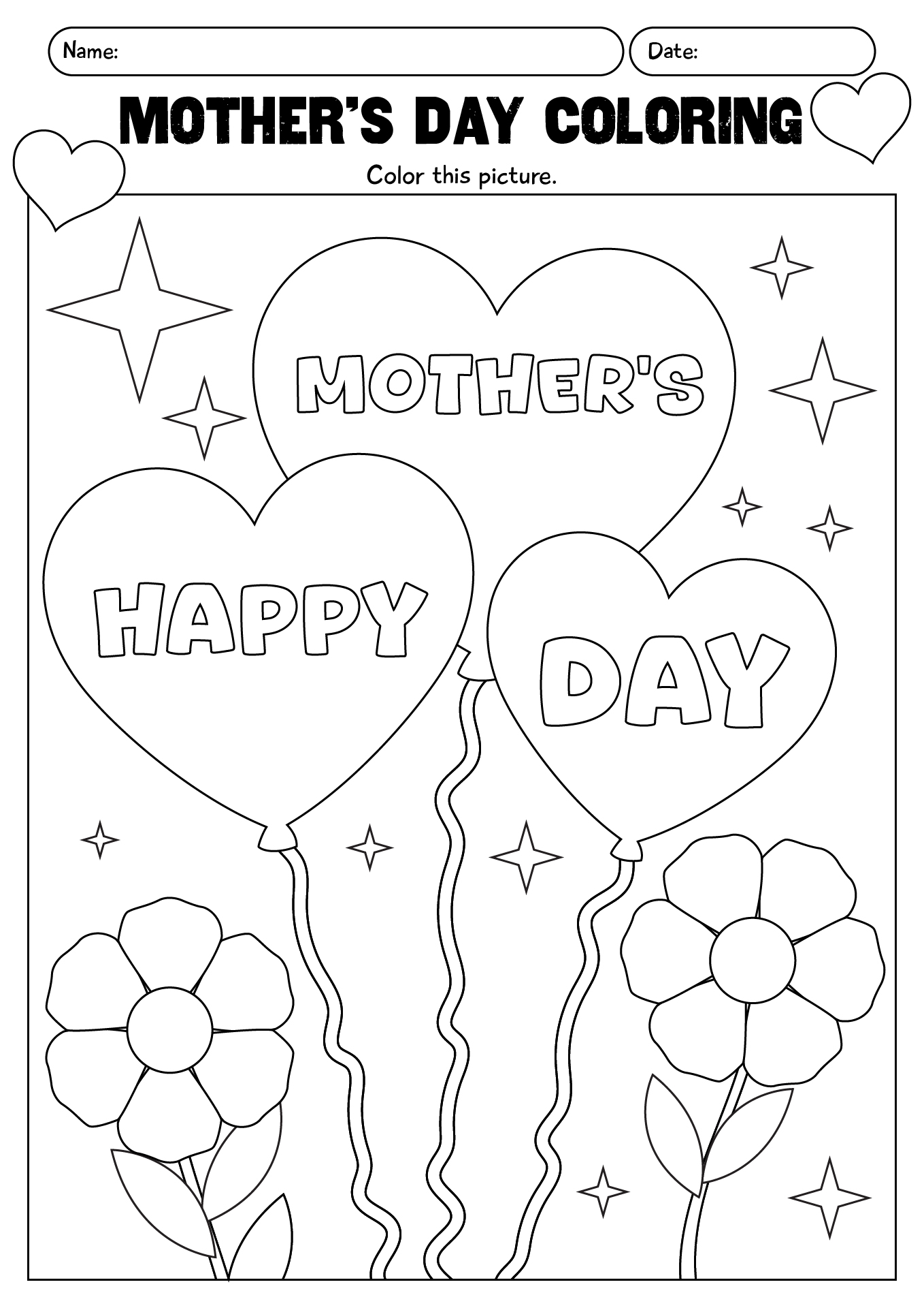 Mothers Day Coloring Worksheets