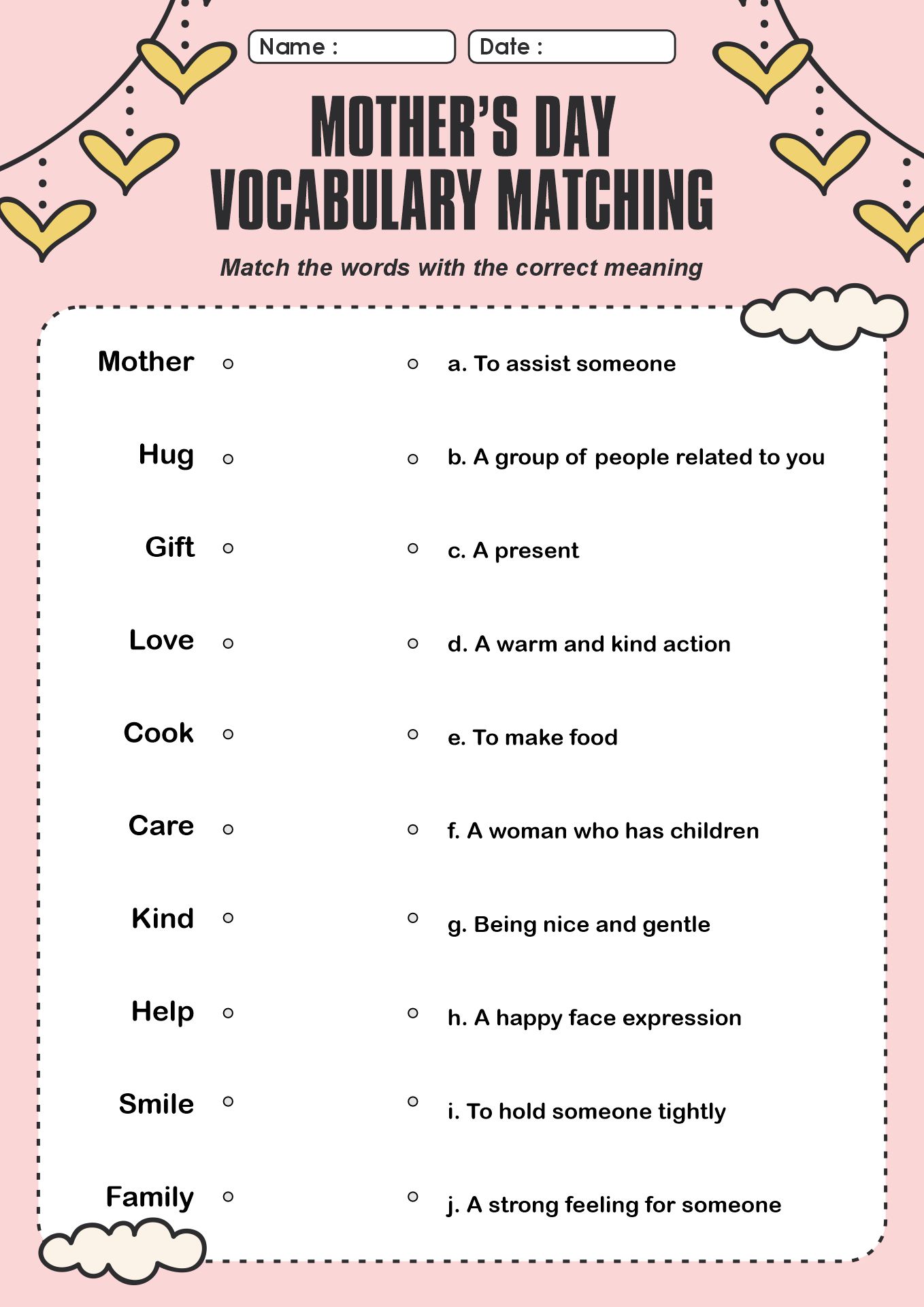 Mothers Day ESL Activity Sheets