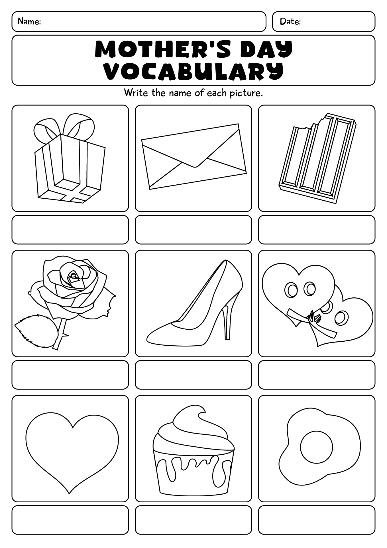 Mothers Day ESL Vocabulary Worksheets