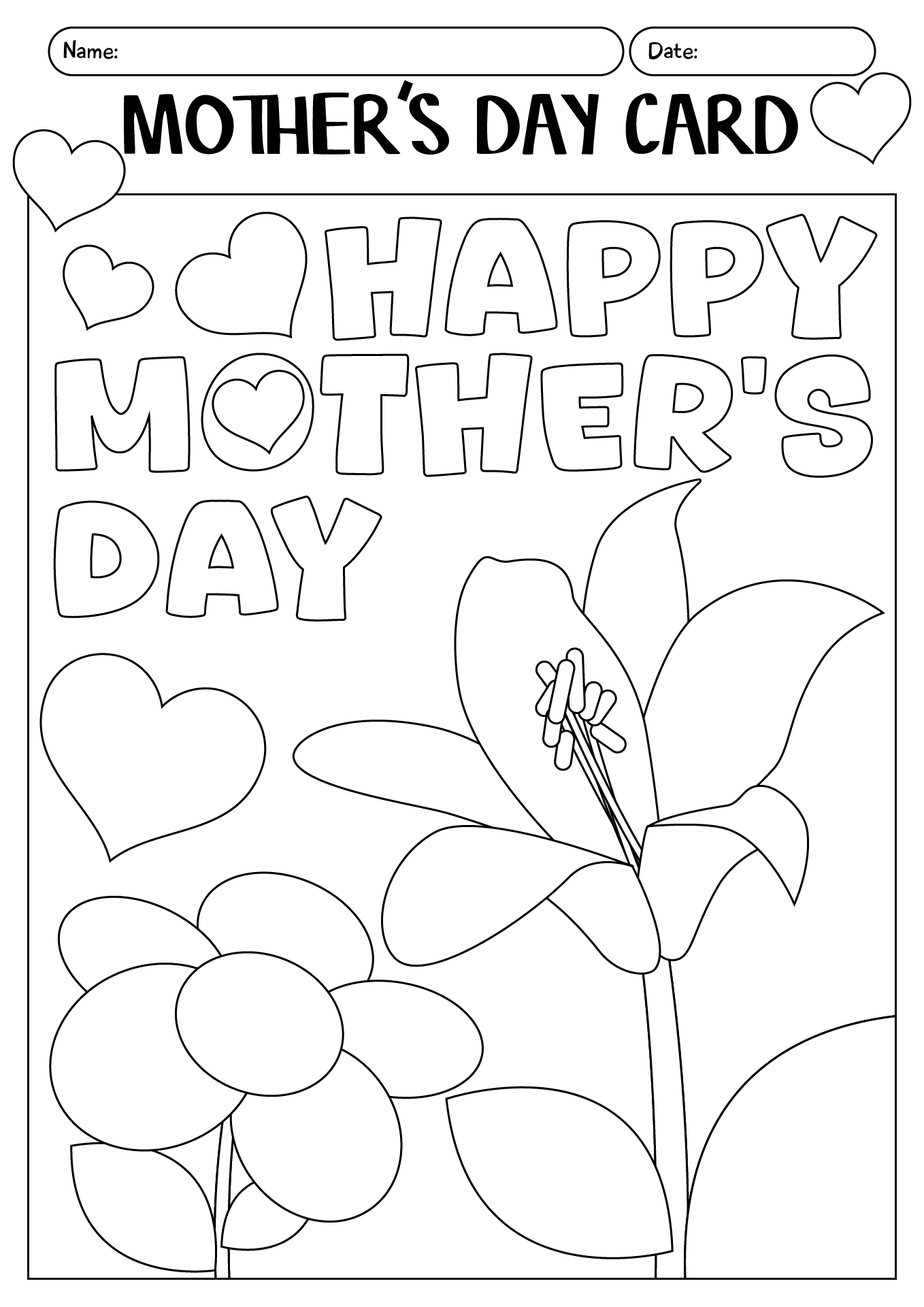 Mothers Day Homemade Card Worksheet