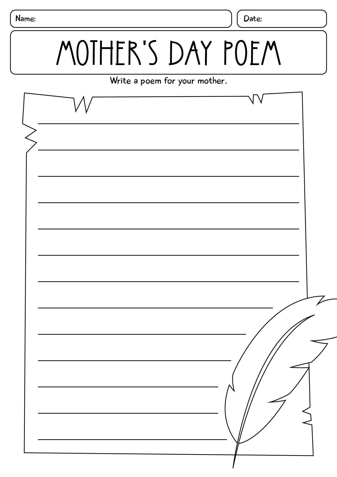 Mothers Day Poem Worksheet