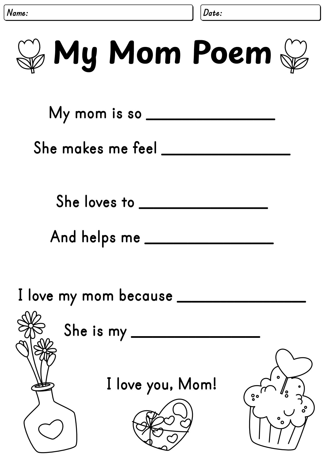 Mothers Day Poem Writing Worksheets