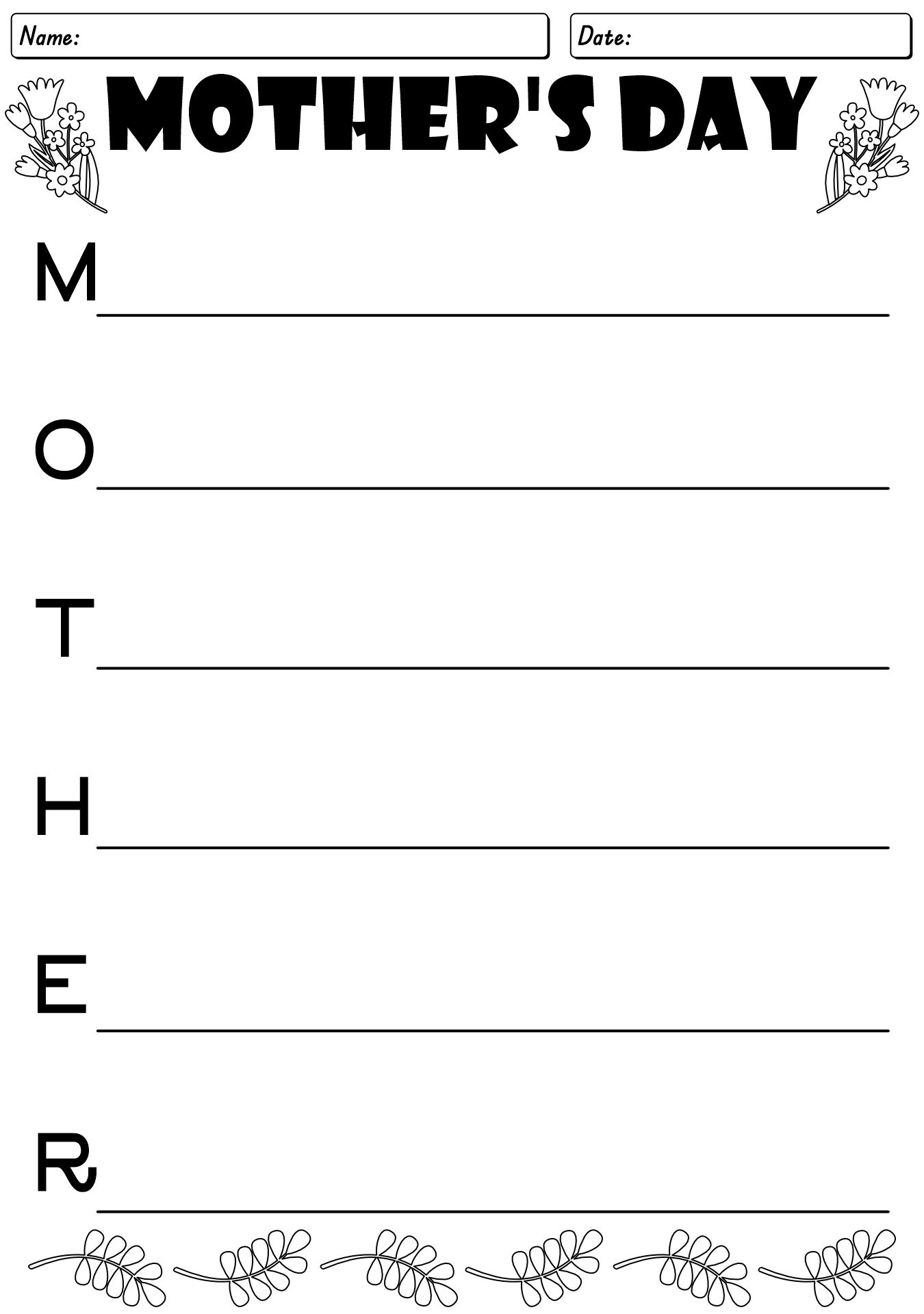 Mothers Day Printable Poem Activities