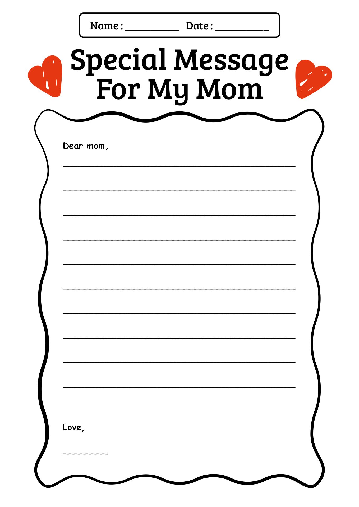 Mothers Day Project Worksheet for Second Grade