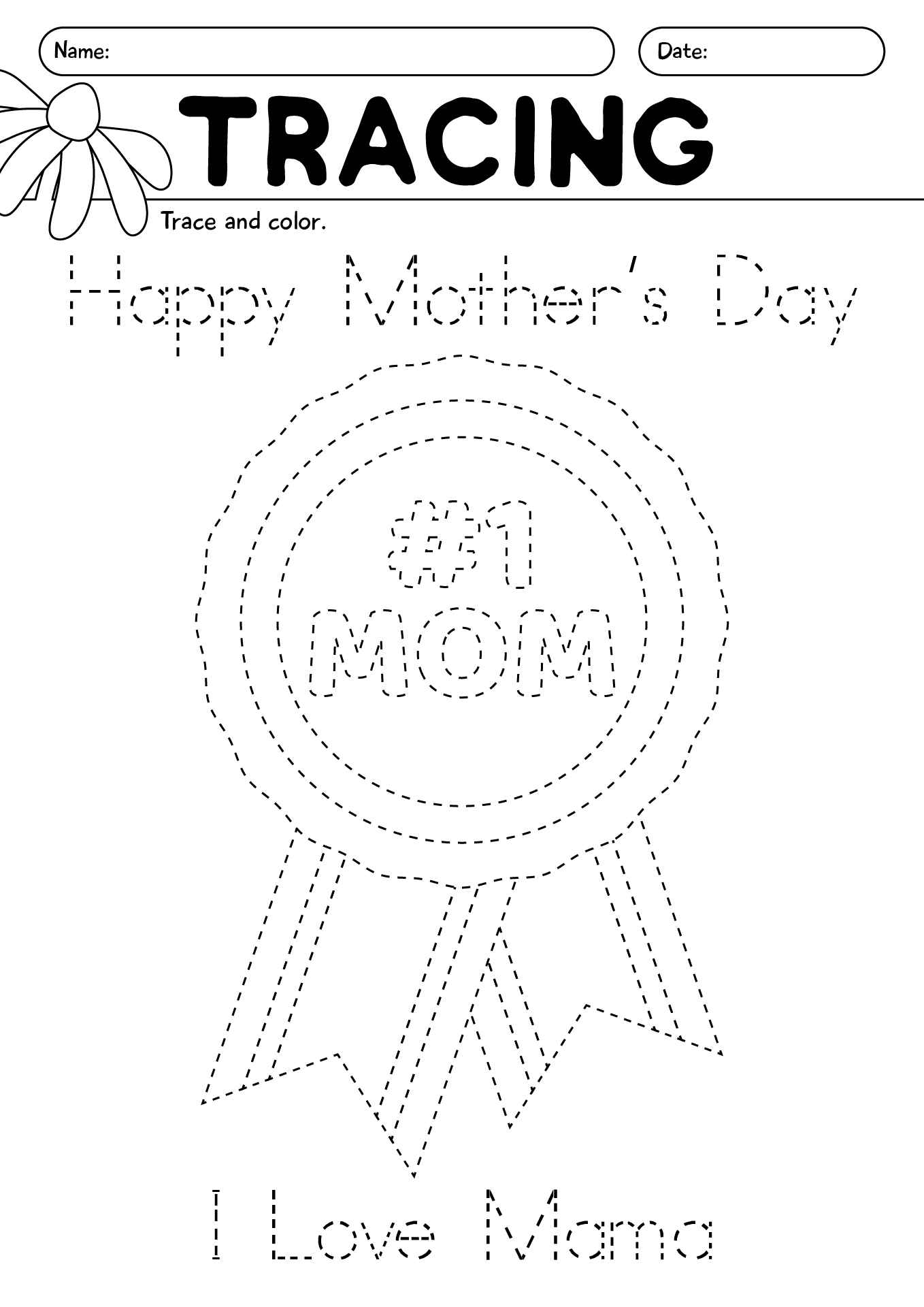 Mothers Day Tracing Worksheets