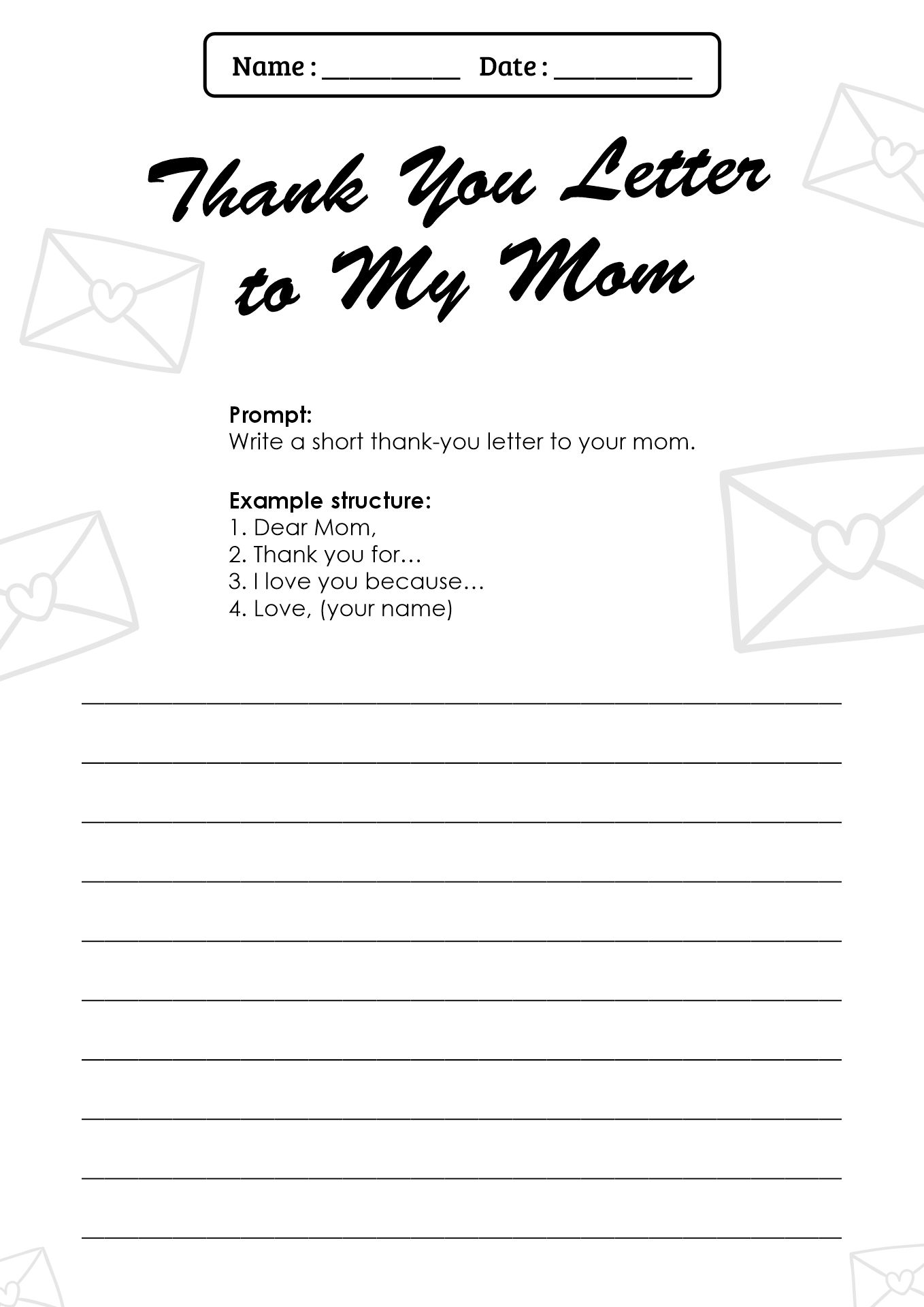 Mothers Day Writing Prompts Activities