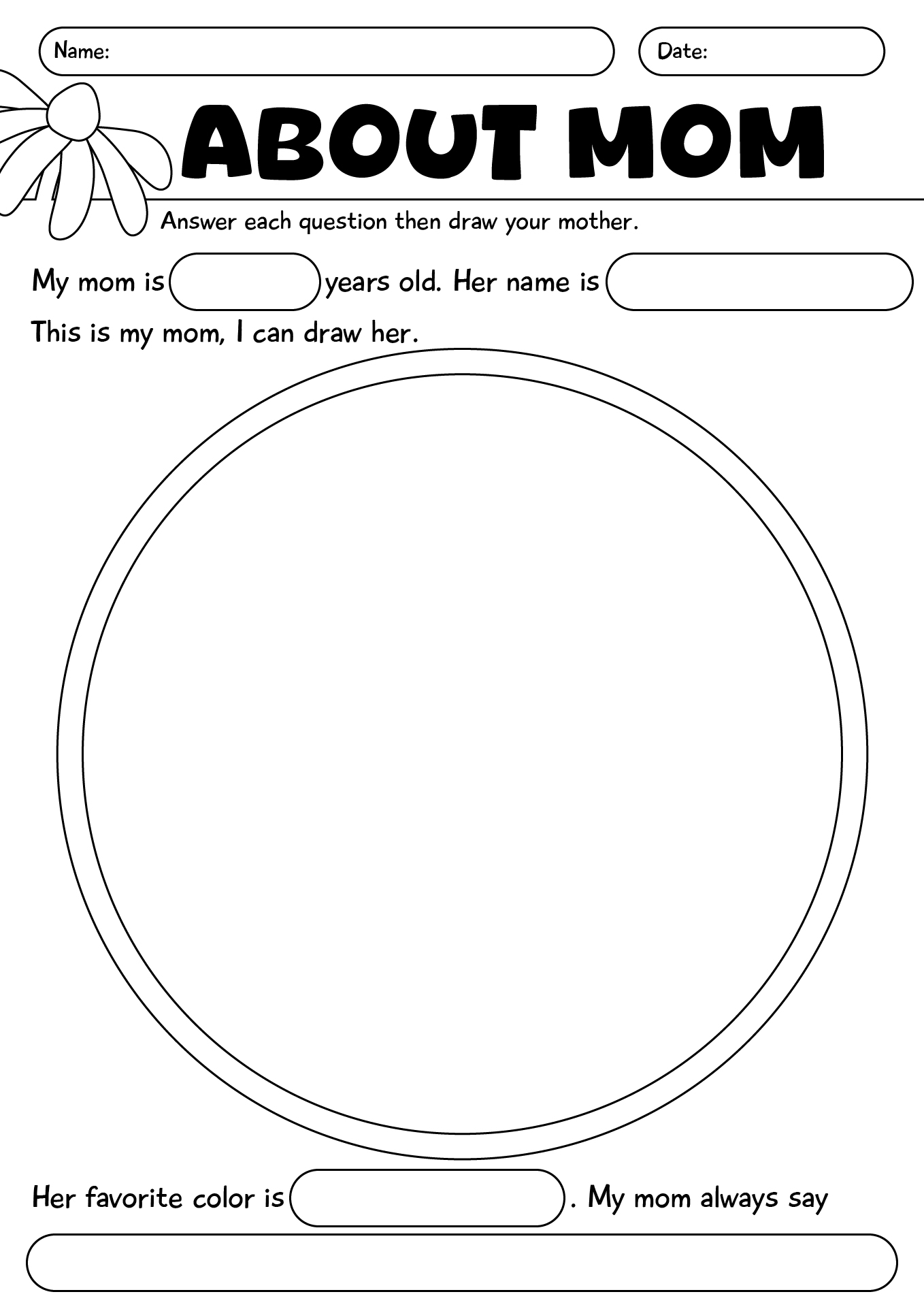 Mothers Day Activity Sheet For Kindergarten