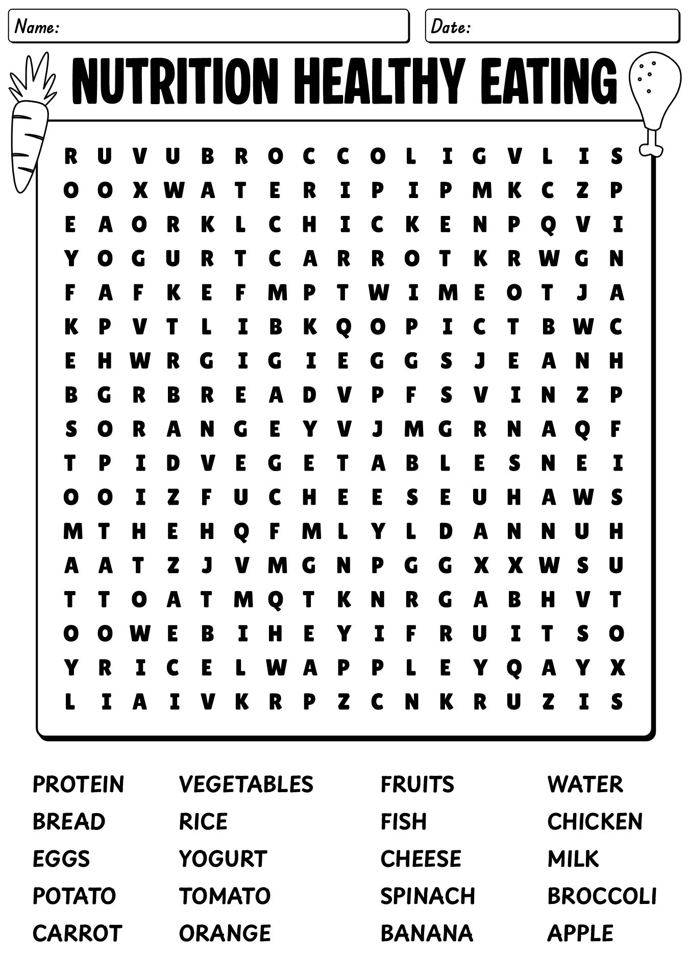 Nutrition Healthy Eating Activities for Students