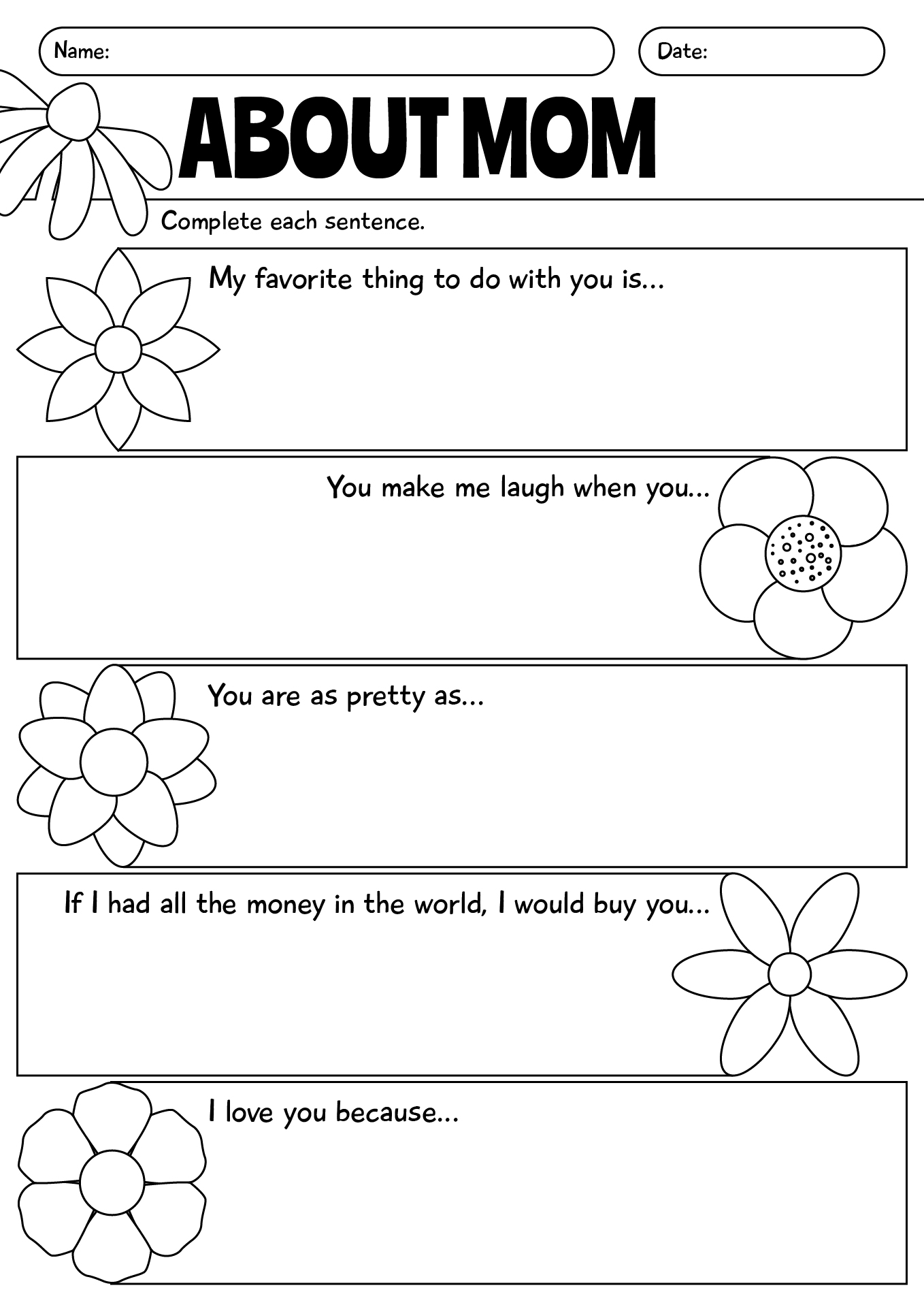 Preschool Mothers Day Worksheets