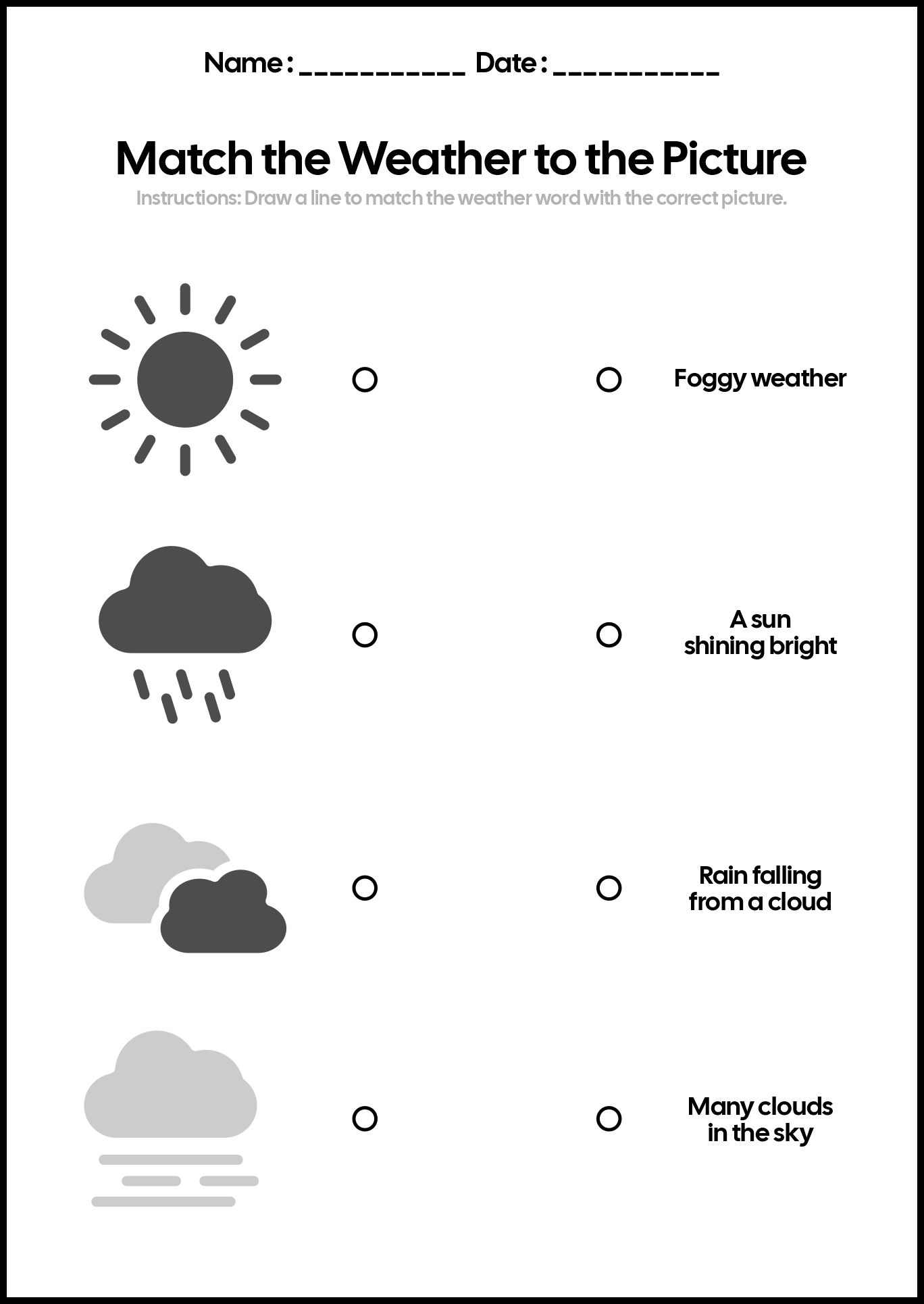 Preschool Spring Weather Matching Worksheets