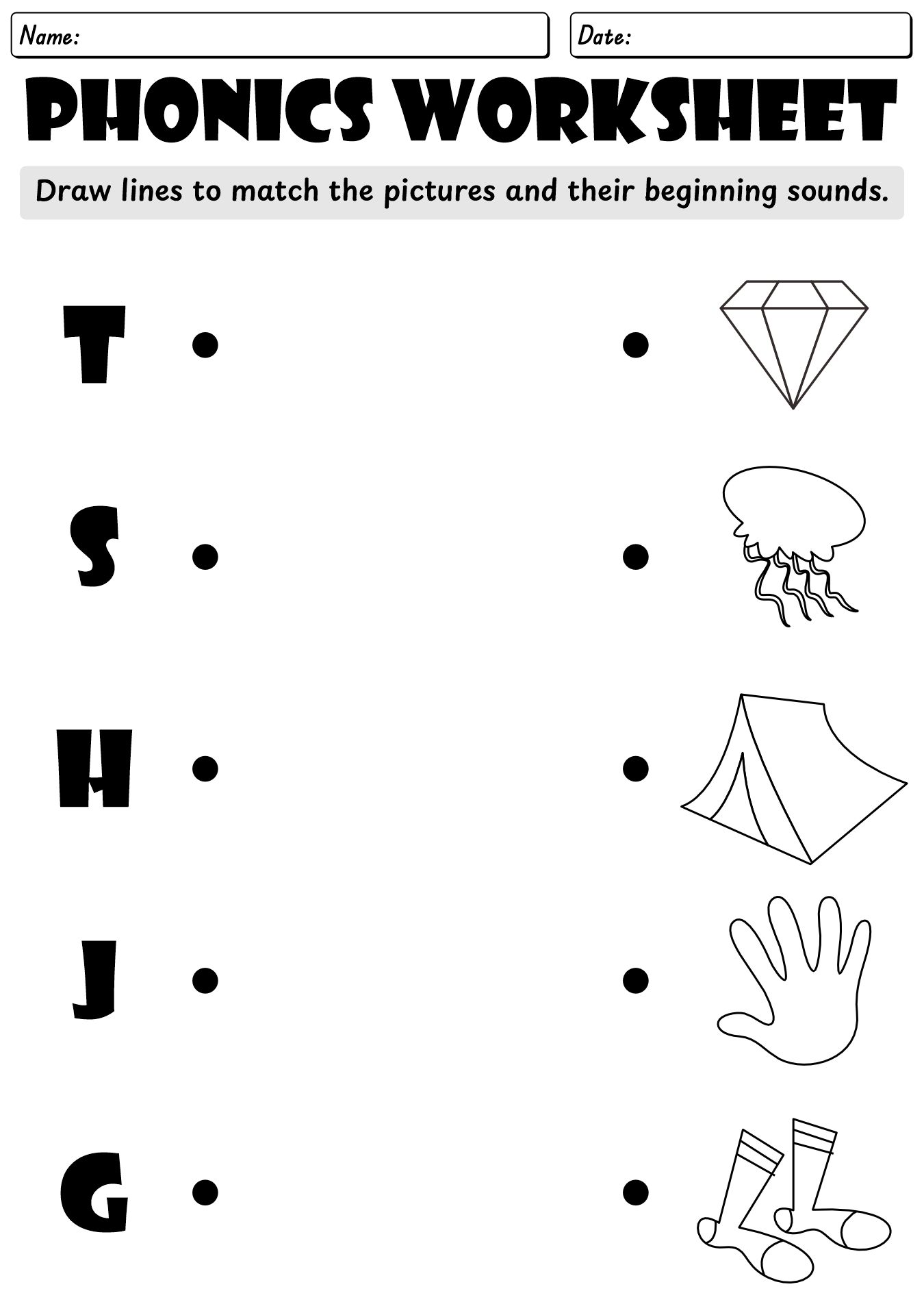 Printable First Grade Phonics Worksheet