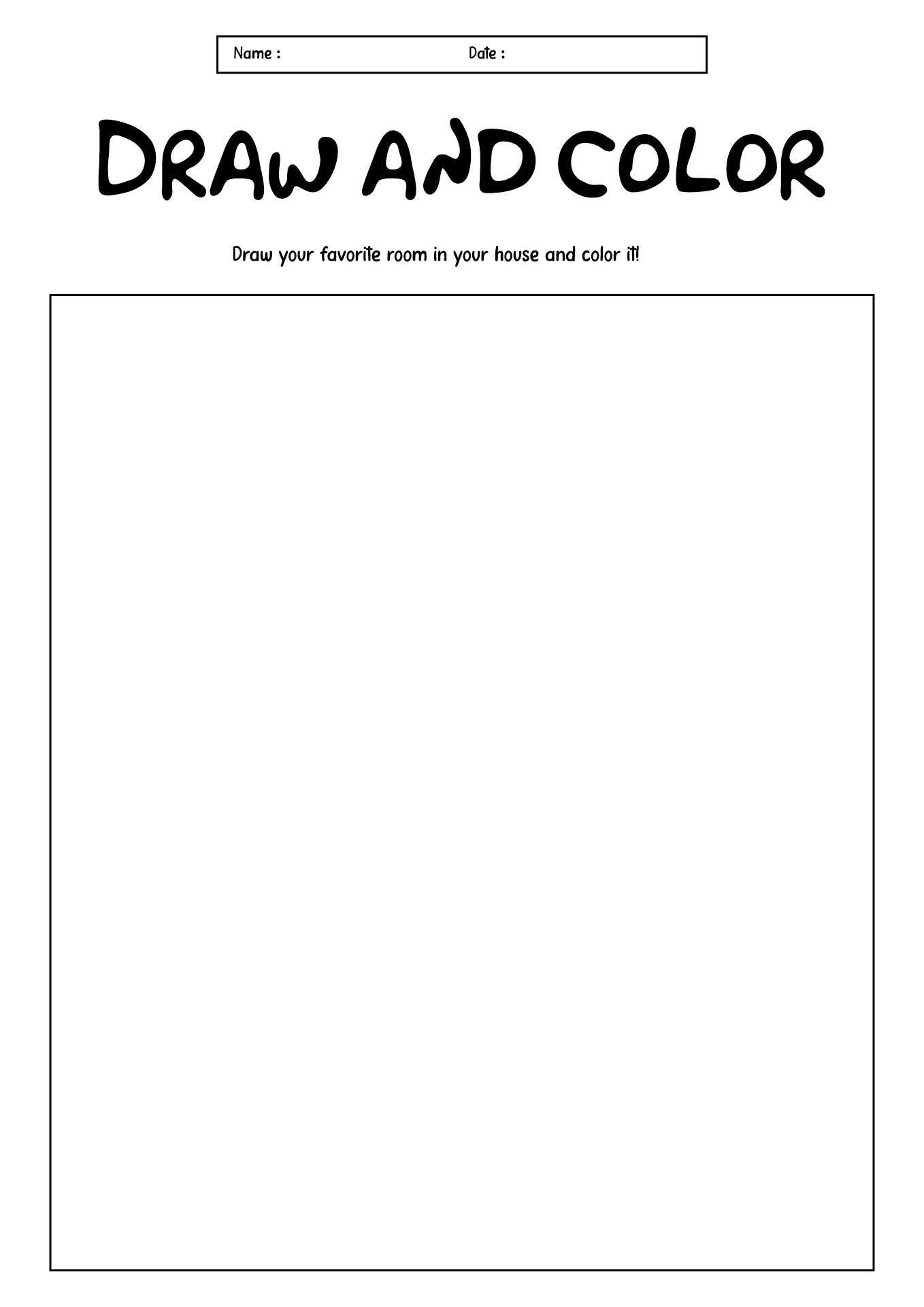 Printable Rooms in a Home Worksheet for Kids
