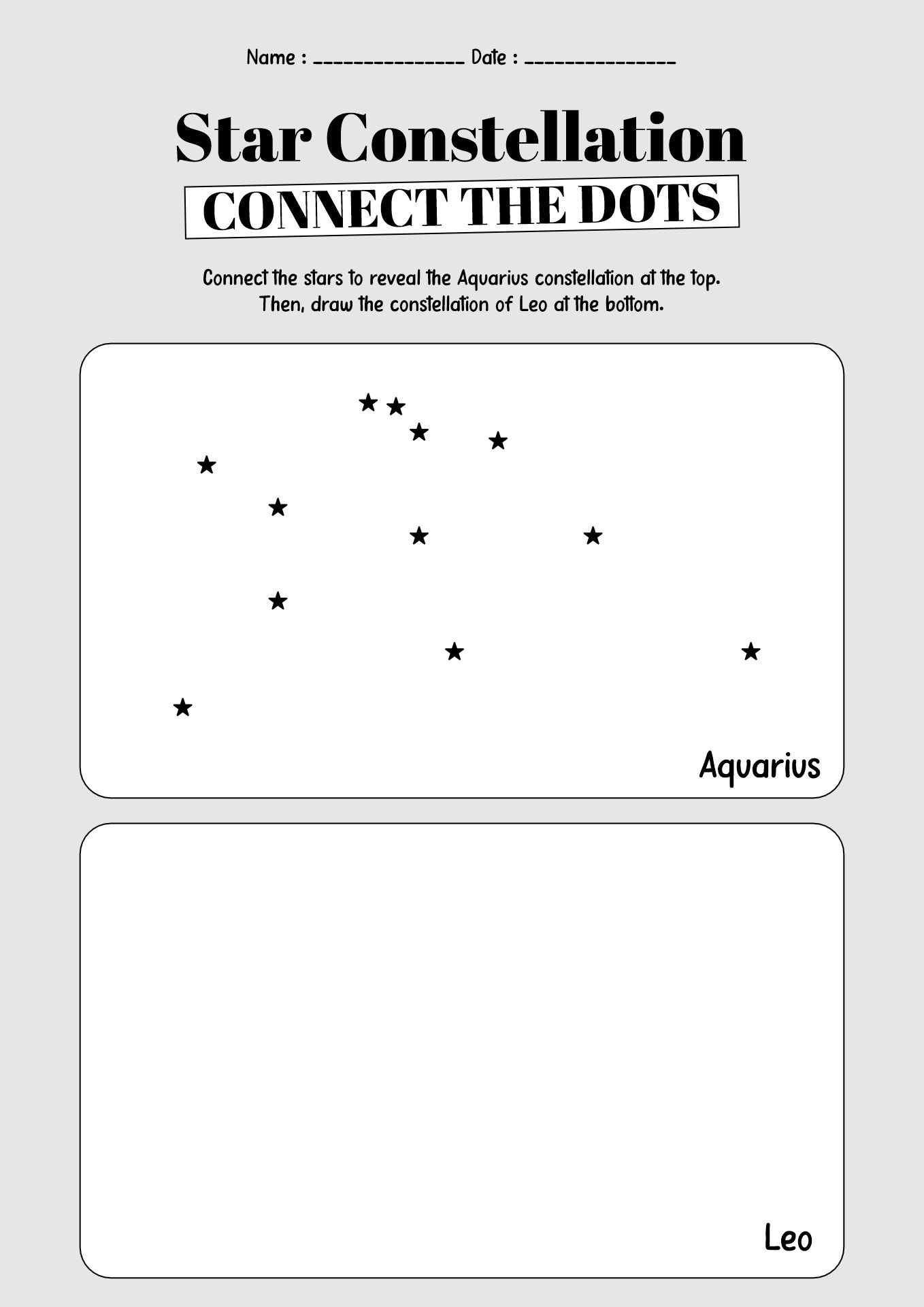 Printable Star Constellation Connect the Dots Sheets