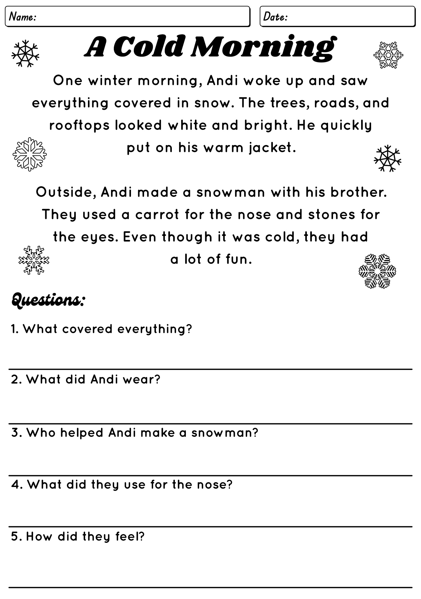 Reading Comprehension For Grade 3