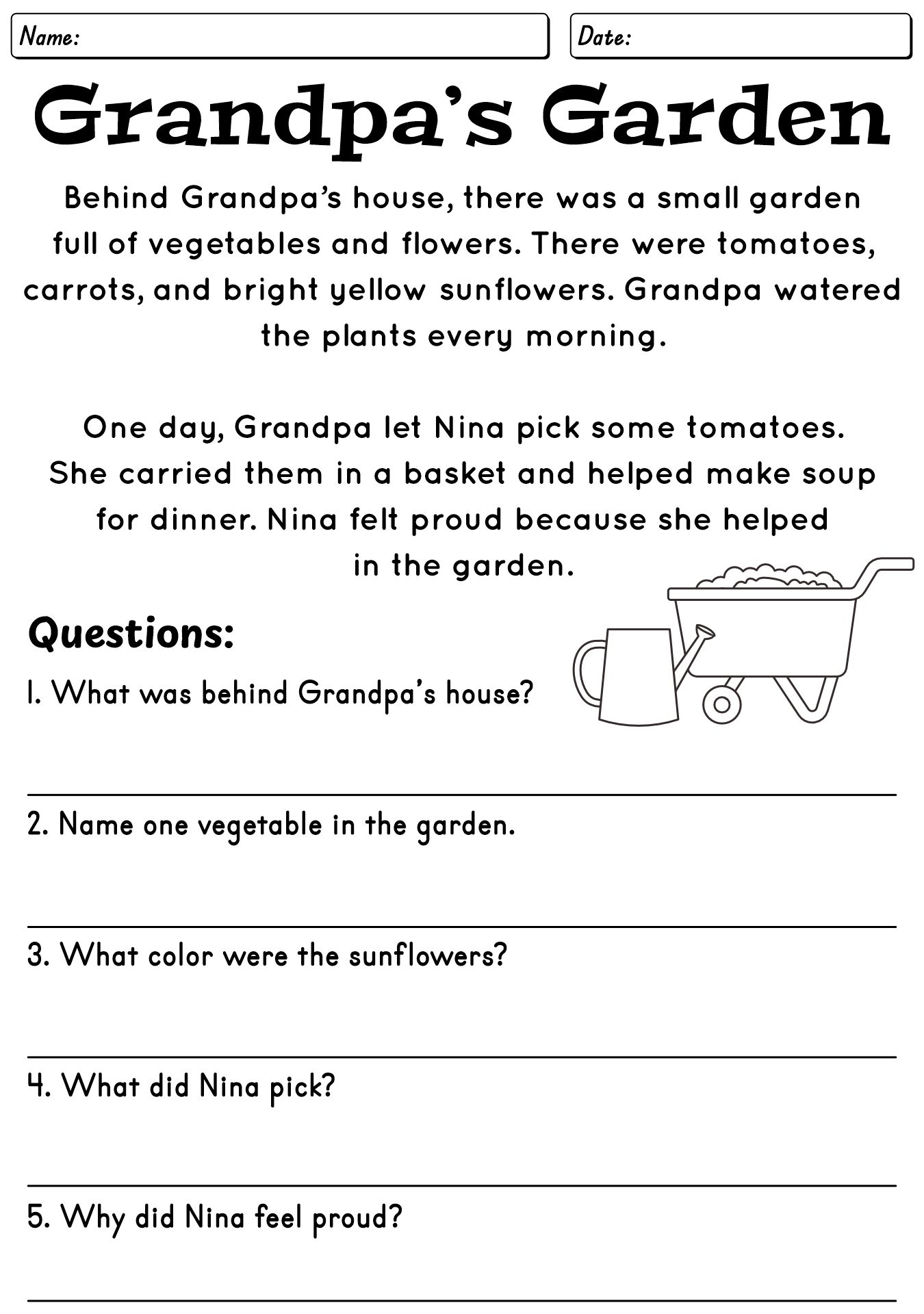 Reading Comprehension Worksheet