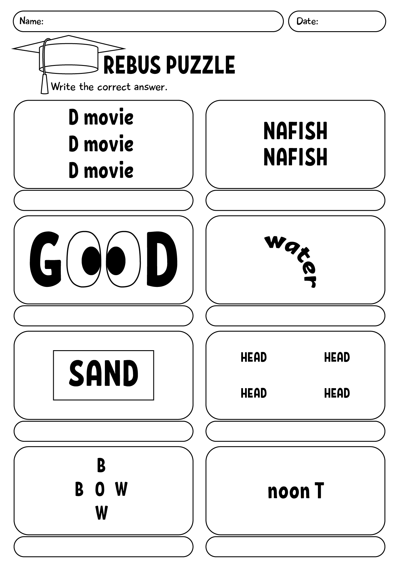 Rebus Puzzle Brain Teasers Worksheet