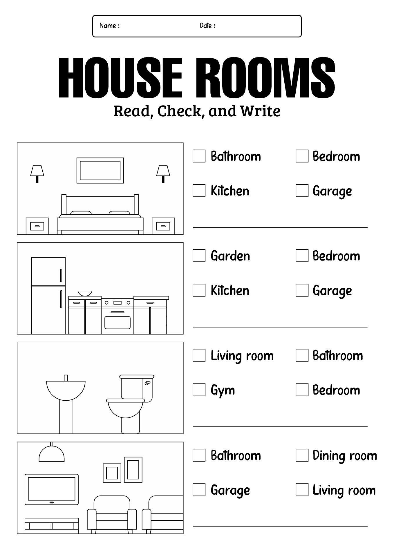 Rooms in A House English Worksheet