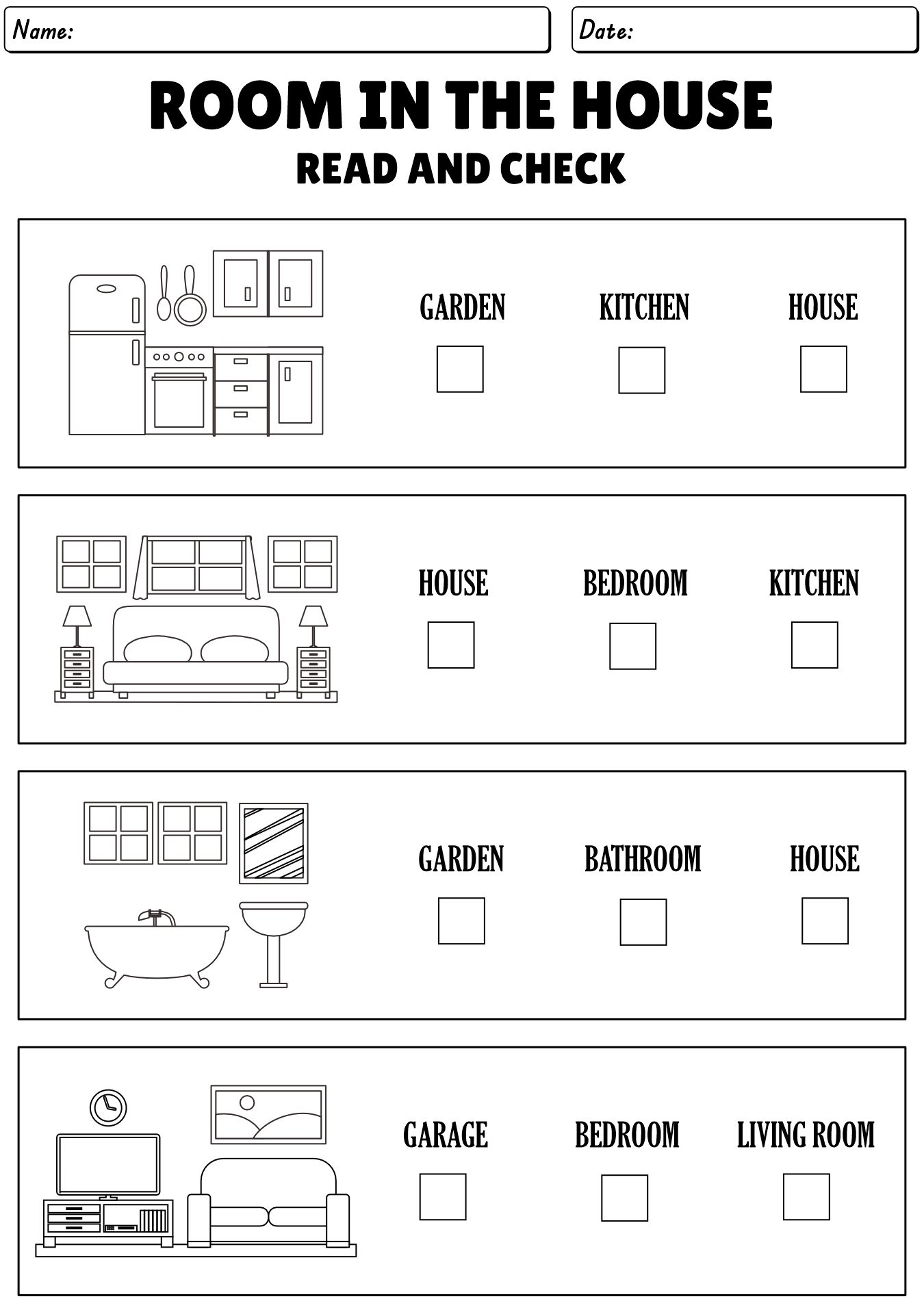 Rooms Of The House Worksheet