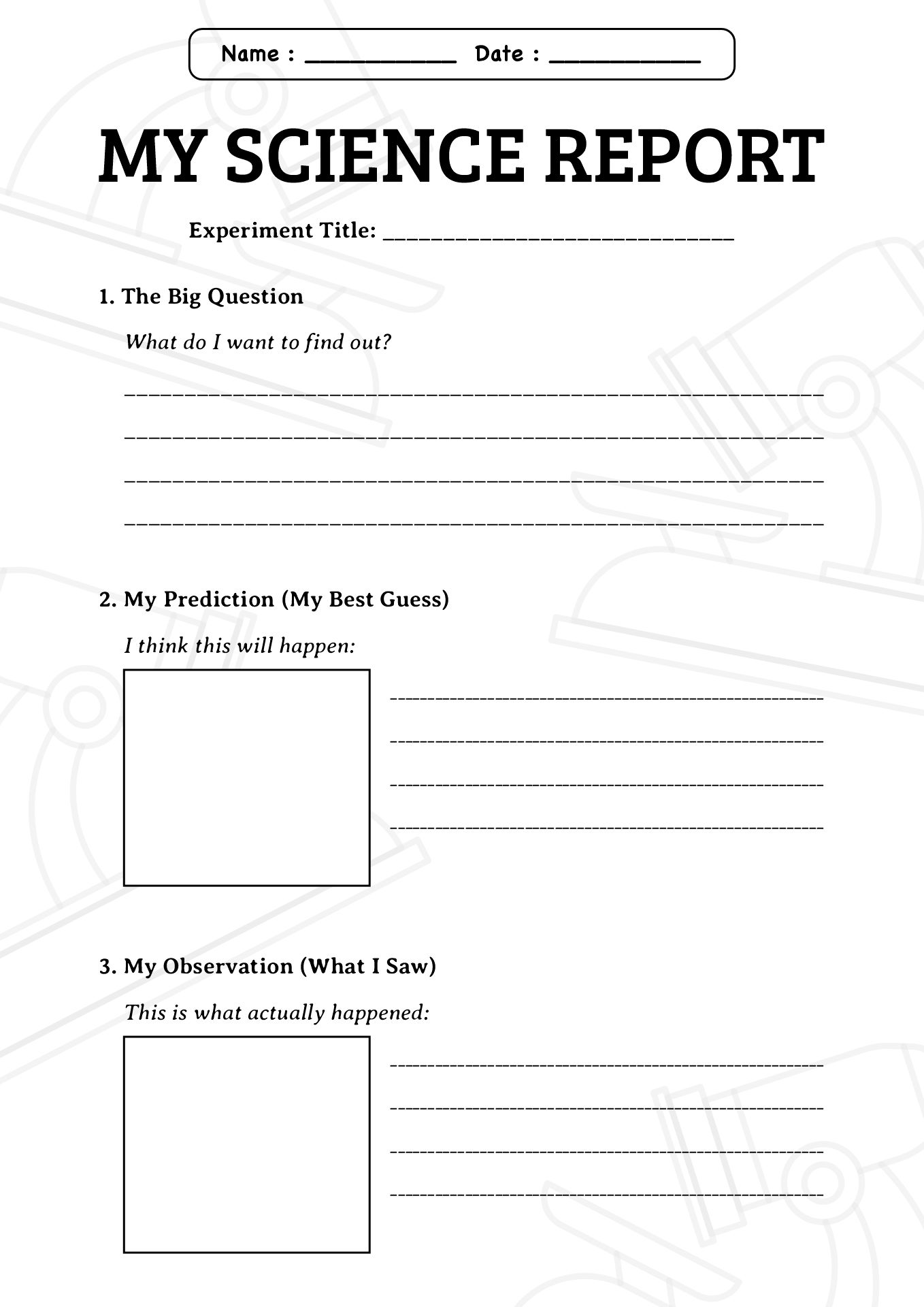 Science Experiment Worksheets for 1st Grade
