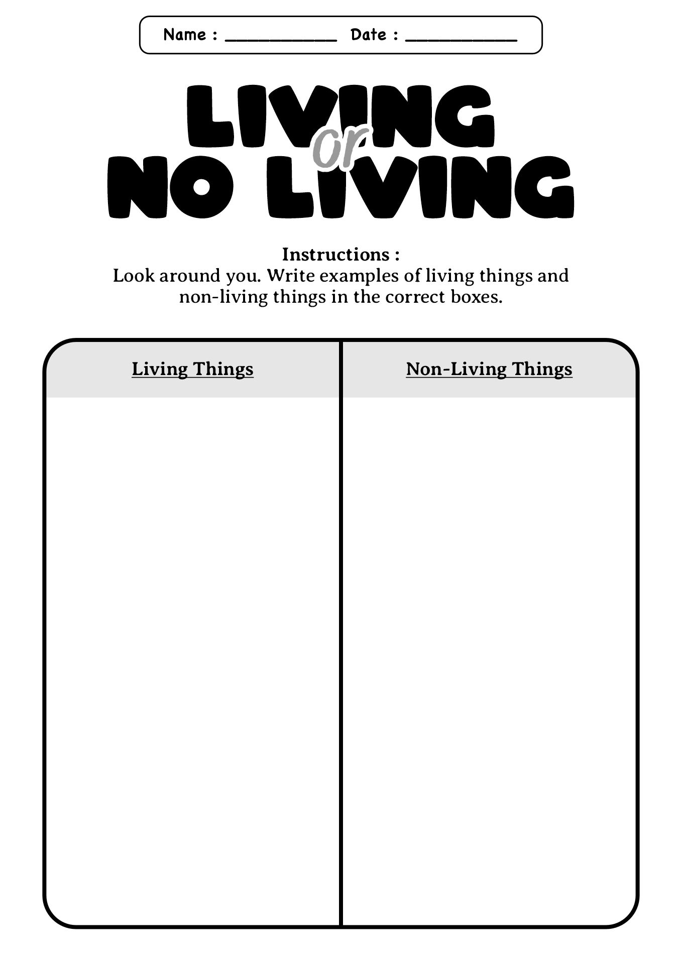 Science Practice Sheets for First Grade