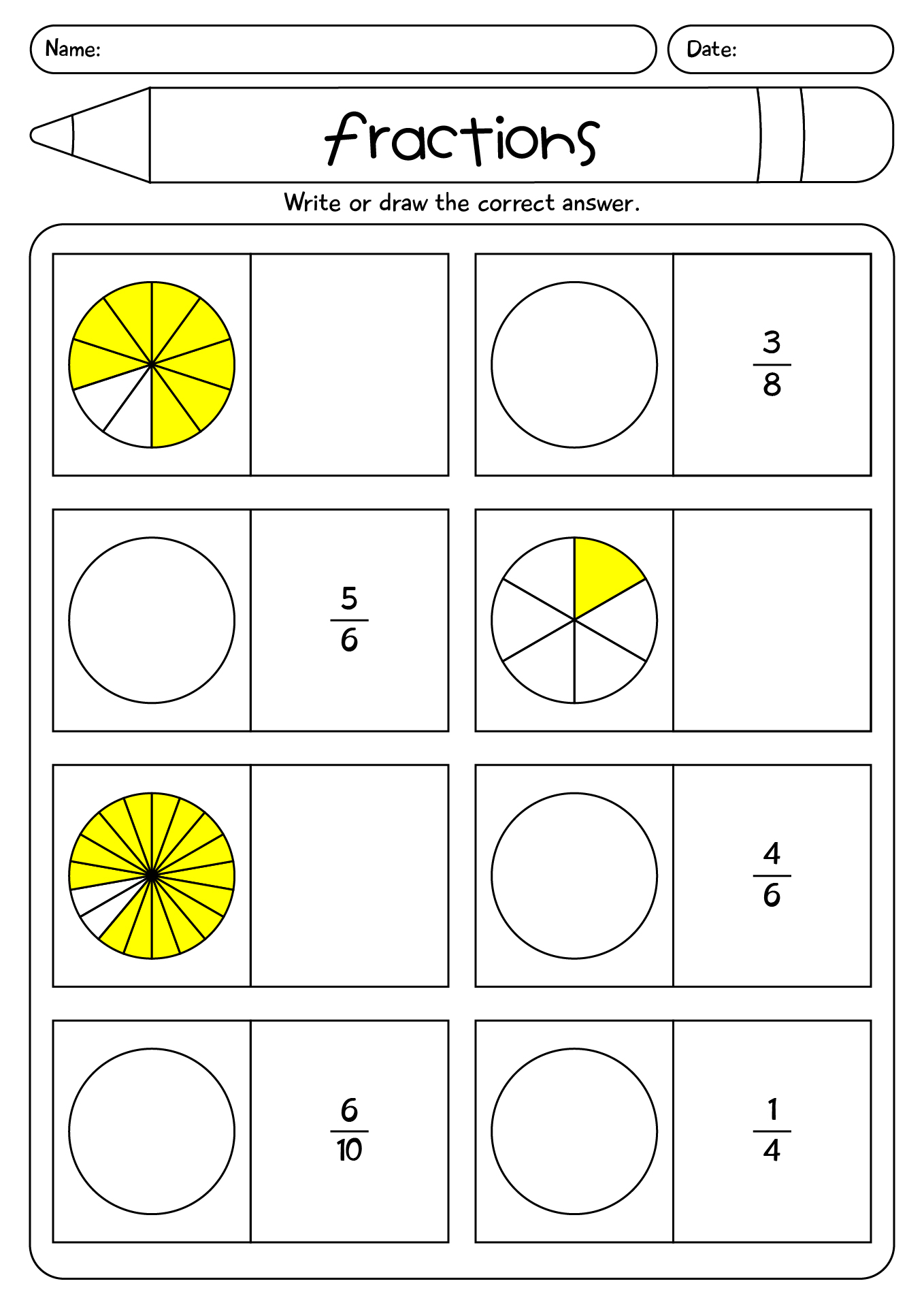 Second Grade Fractions Worksheets