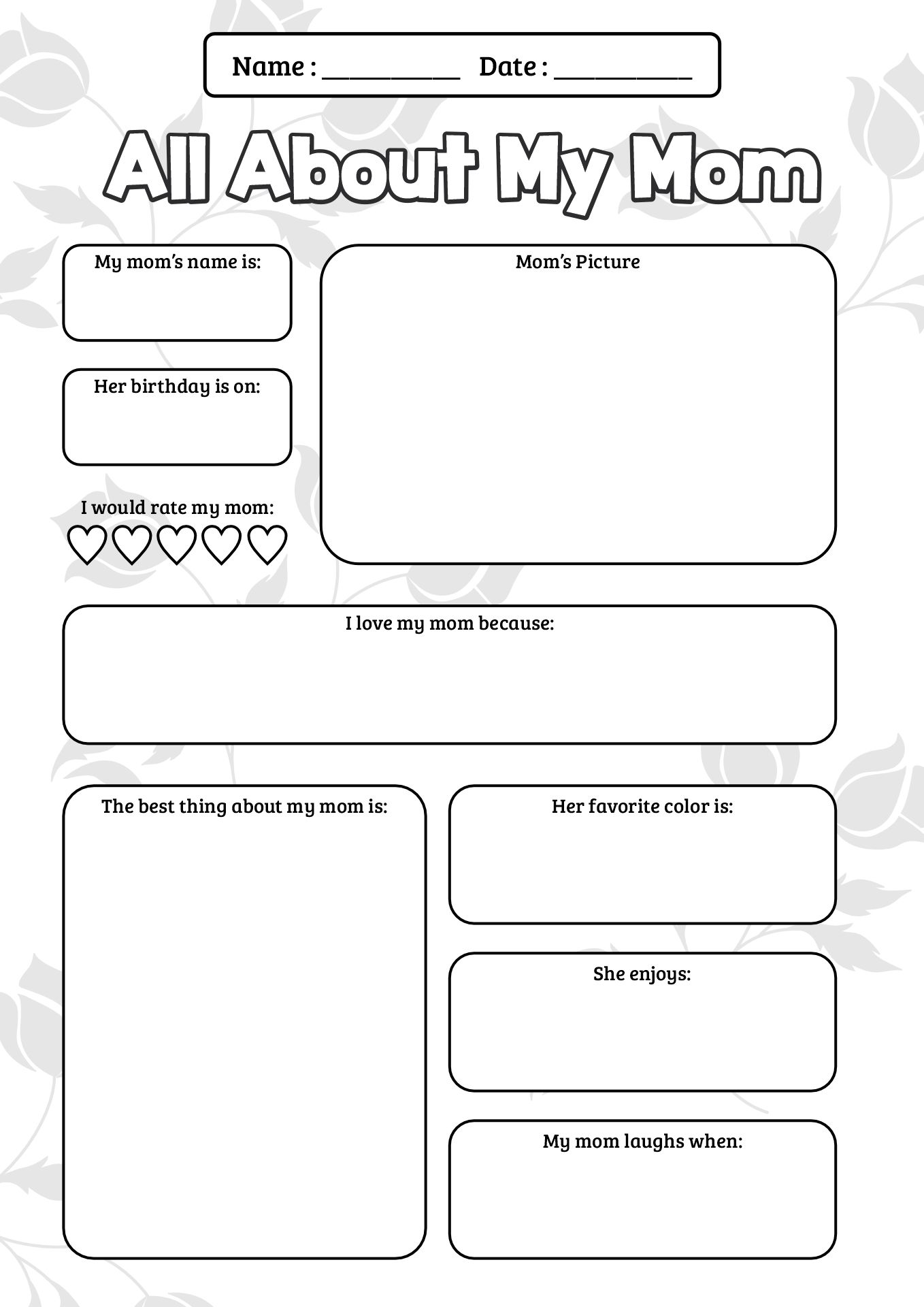Second Grade Mothers Day Fun Worksheet