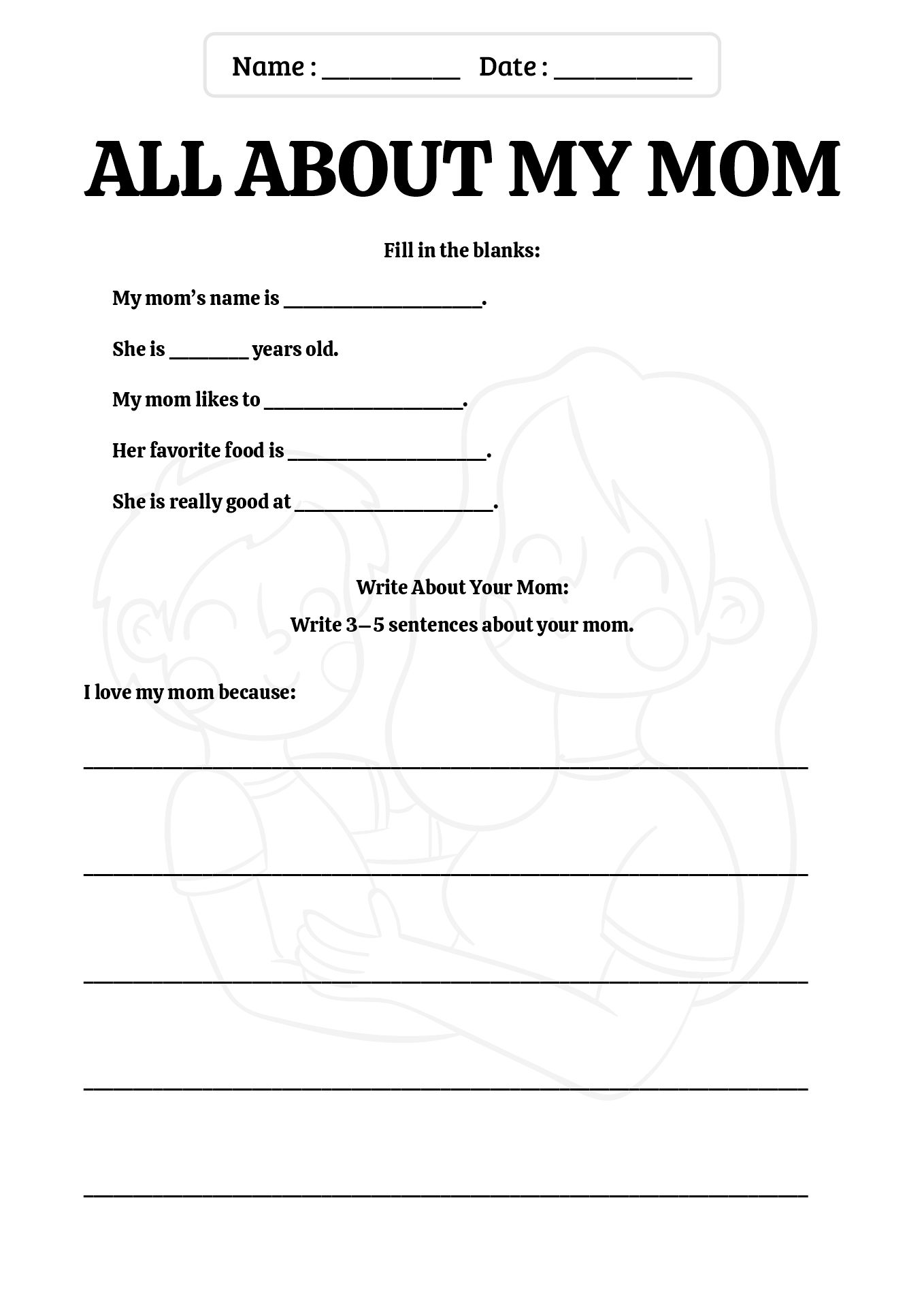 Second Grade Mothers Day Writing Worksheet