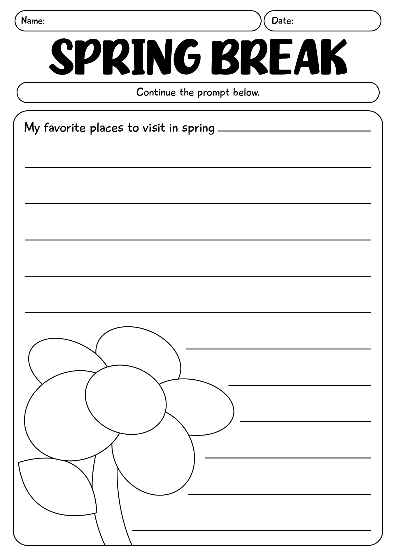 Spring Break Activity Printables Worksheets