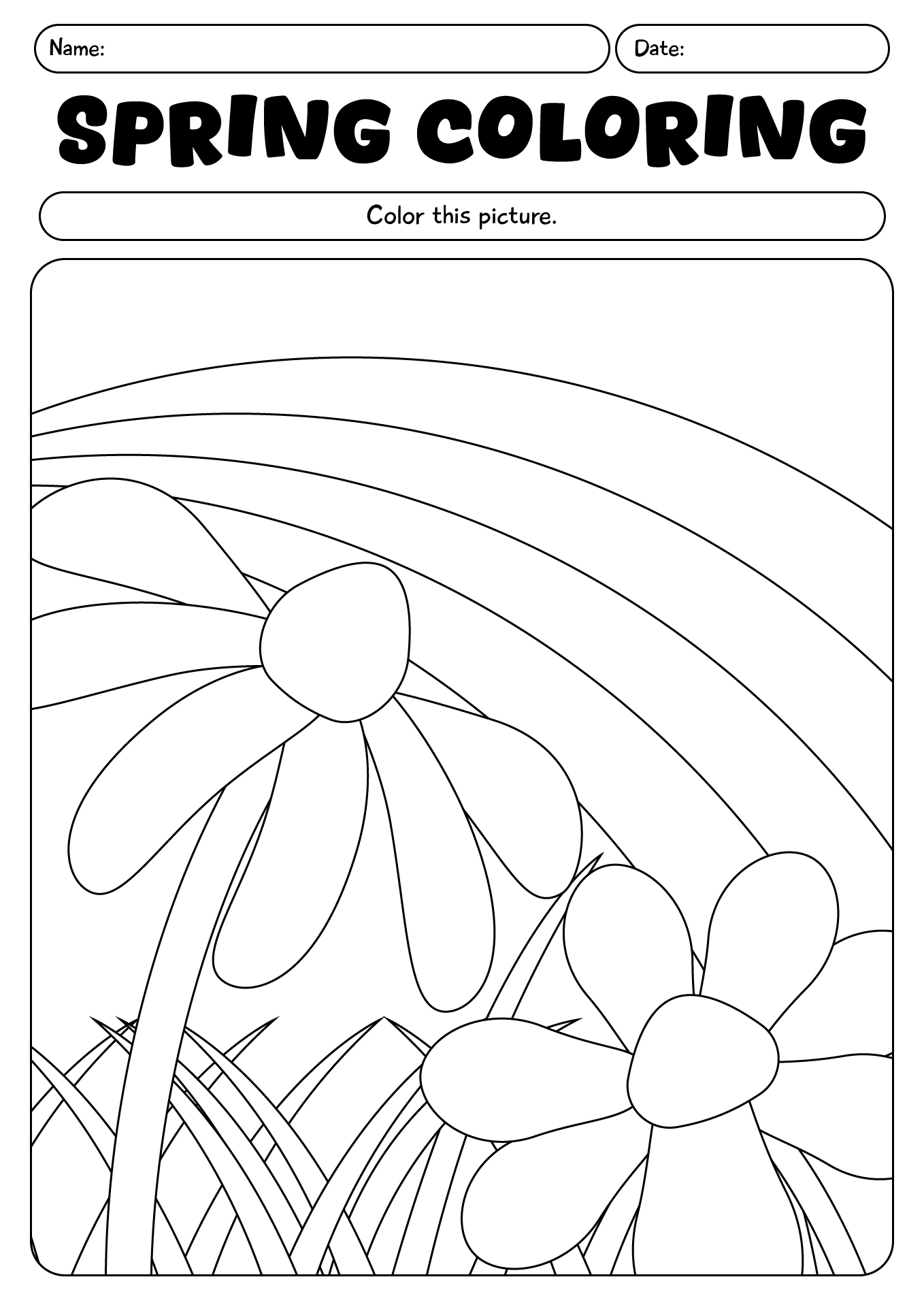 Spring Coloring Page Worksheet