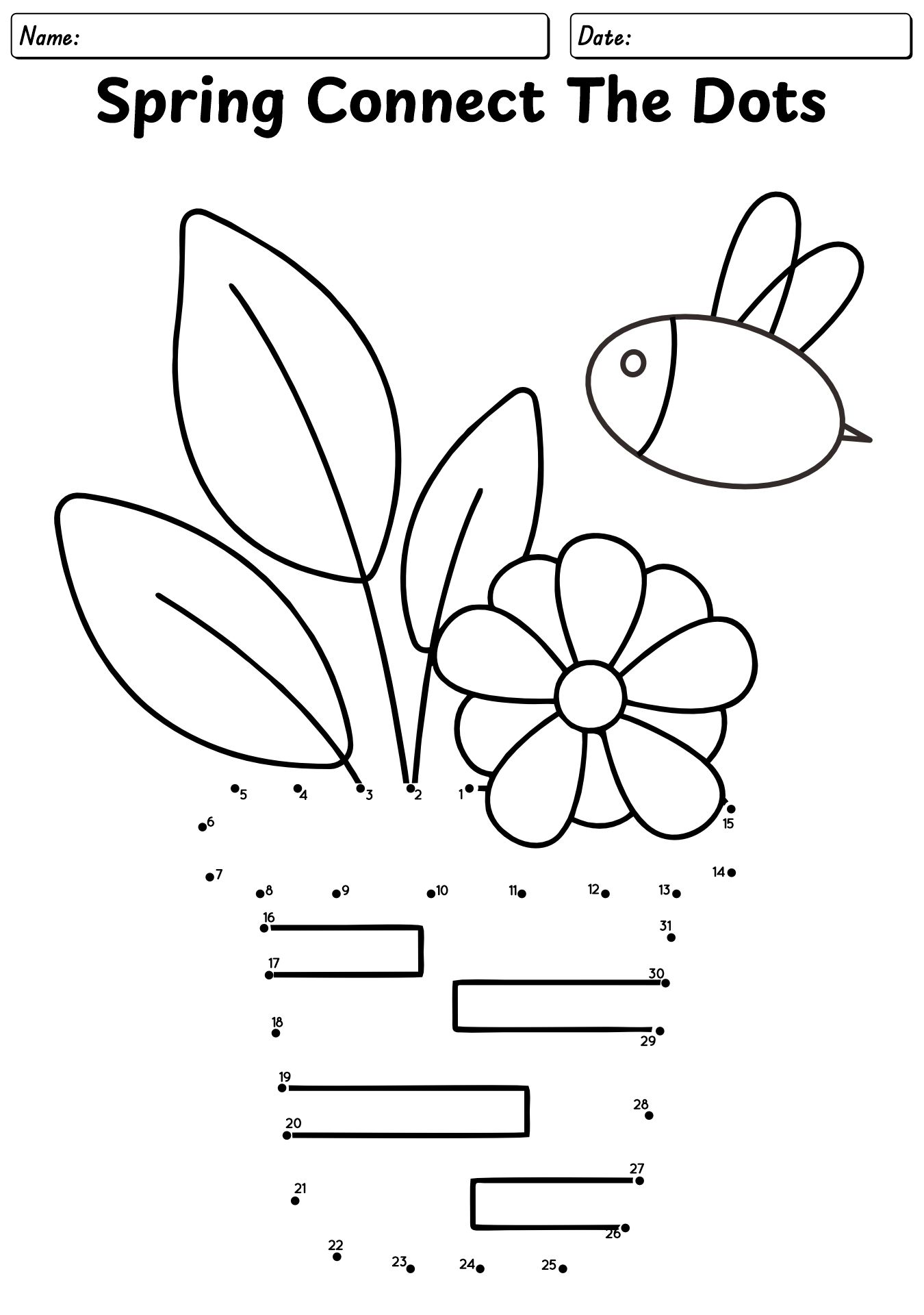 Spring Connect The Dots Coloring Pages