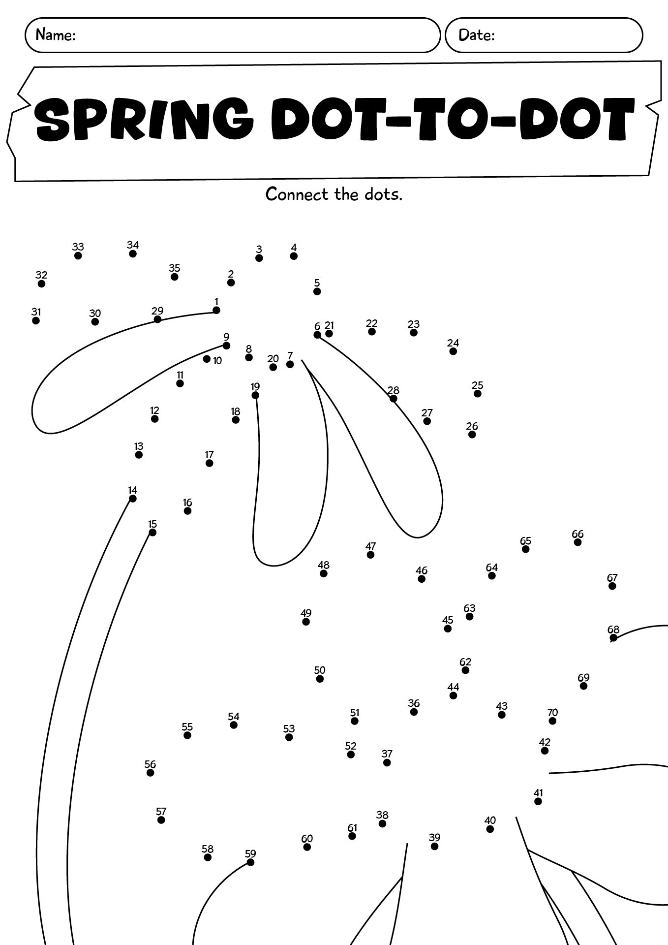 Spring Dot-to-Dot Worksheet