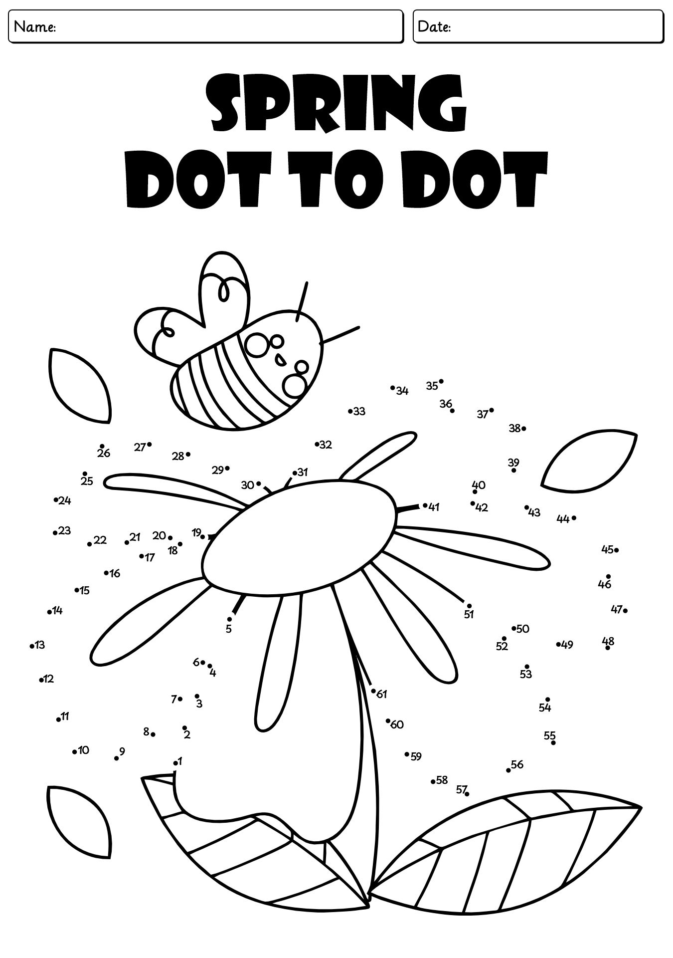 Spring Dot To Dot Worksheets Printable