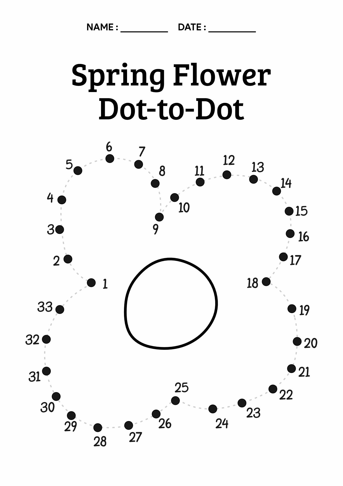 Spring Flower Dot to Dot Worksheet
