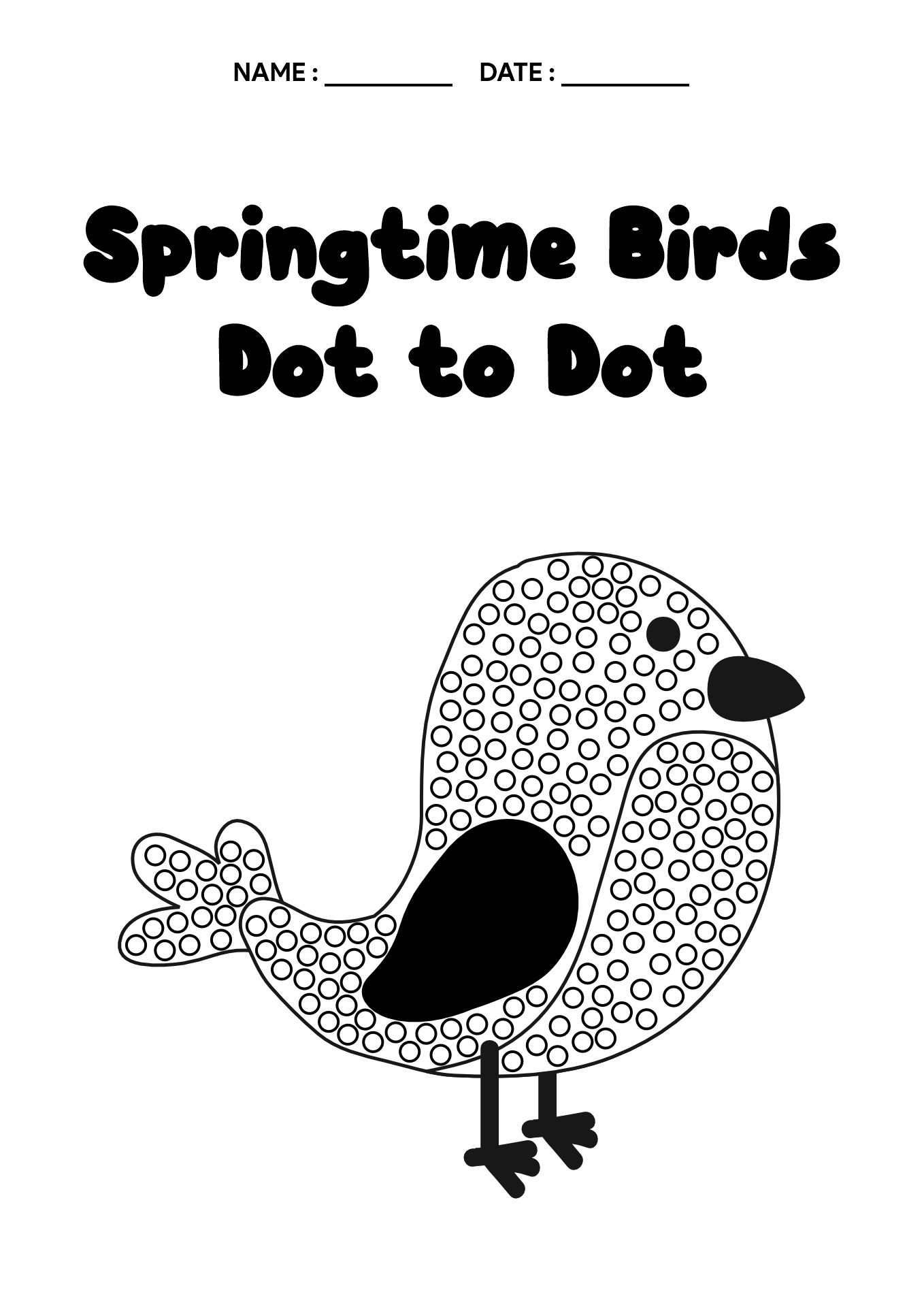 Springtime Birds Dot to Dot Sheet