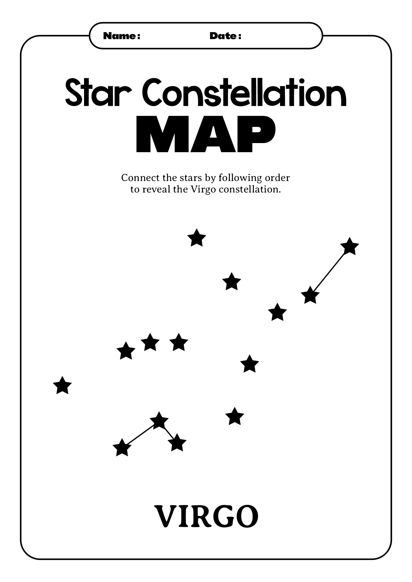 Star Constellation Connect the Dots Worksheets