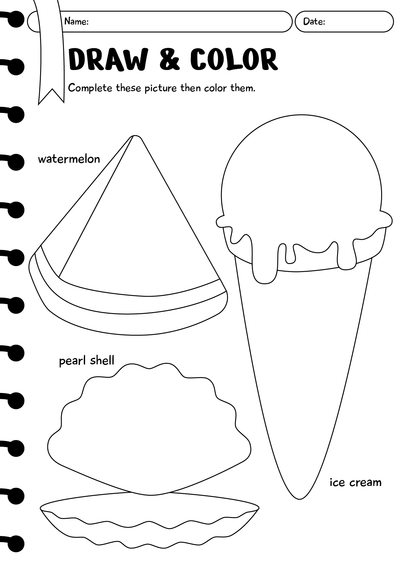 Summer Kindergarten Worksheets