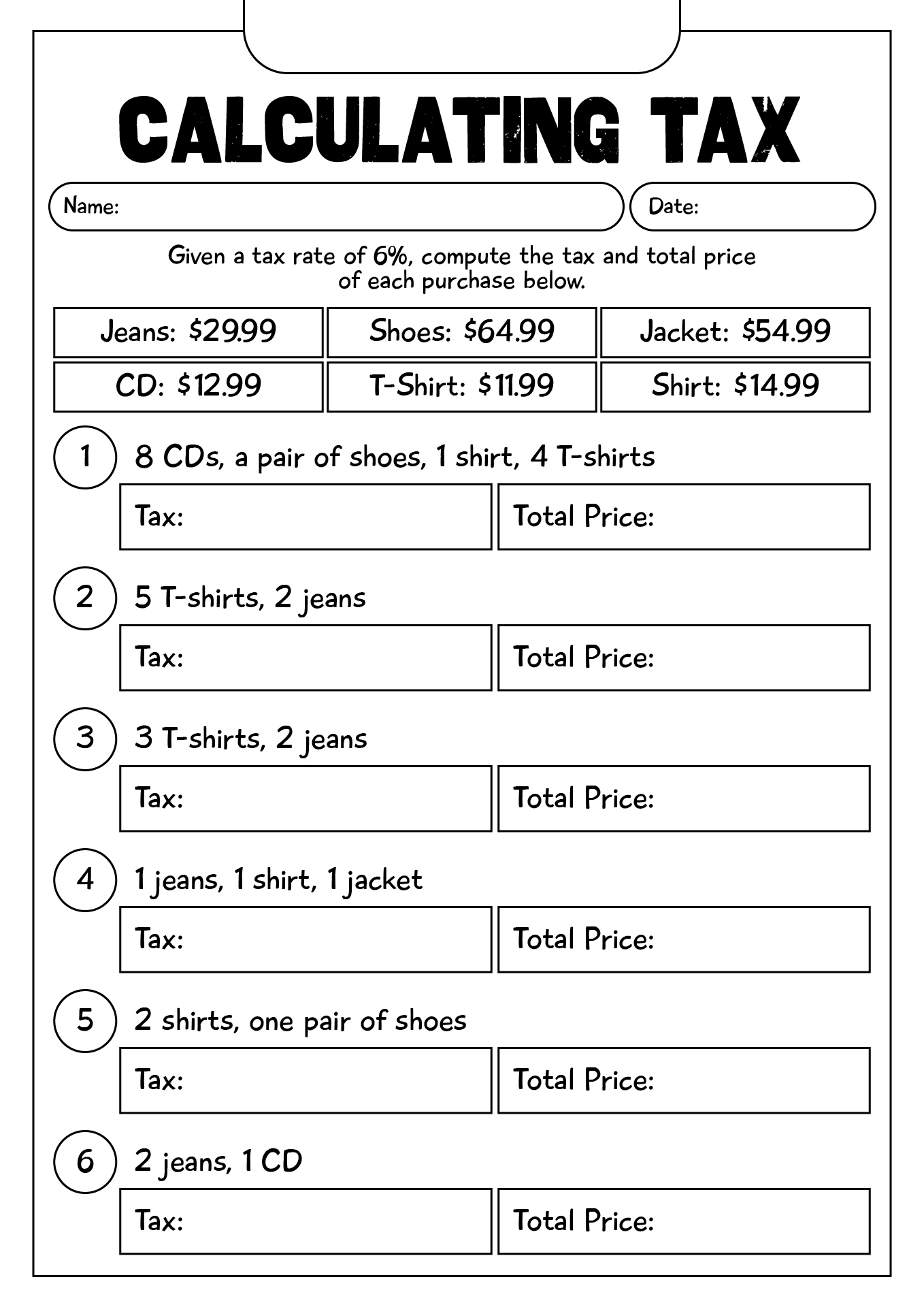 Tax Day Calculating Tax Activity