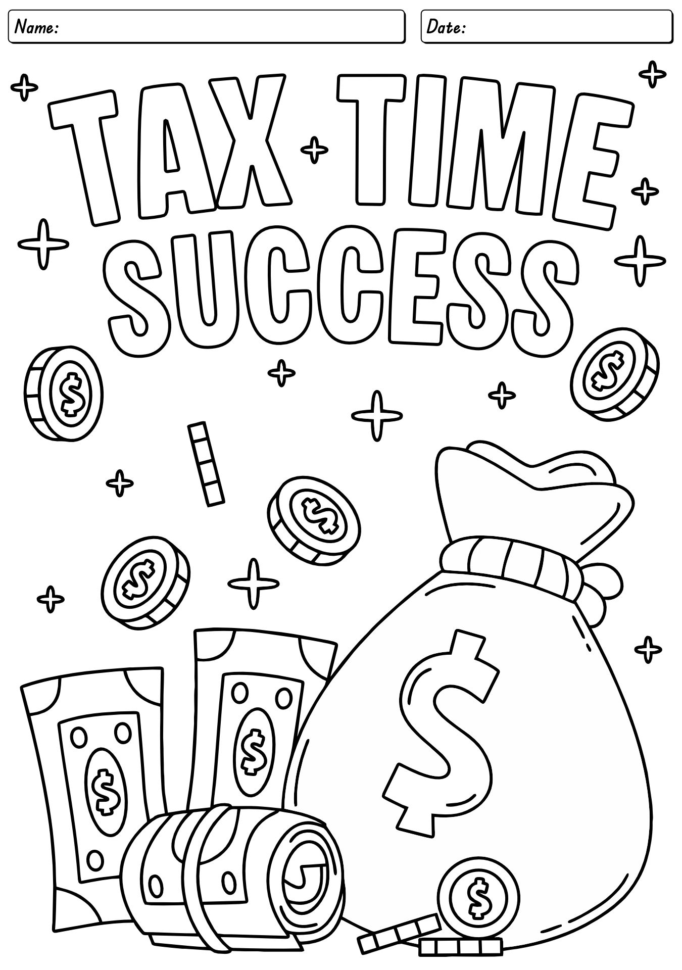 Tax Day Coloring Worksheet