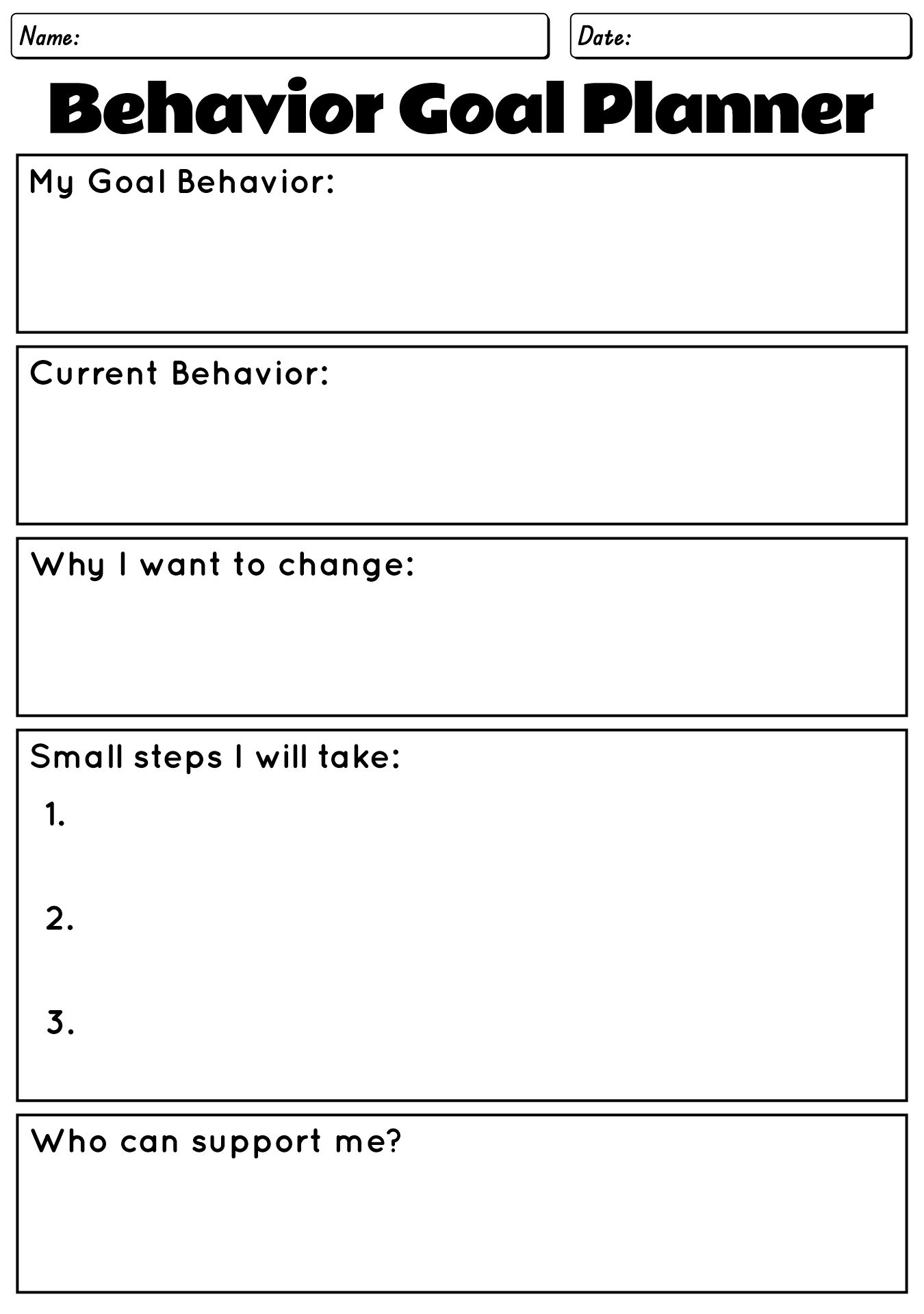 Teen Behavior Management Worksheets