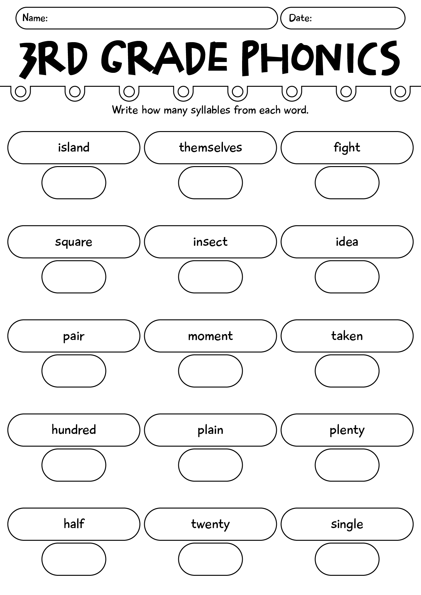Third Grade Phonics Worksheets