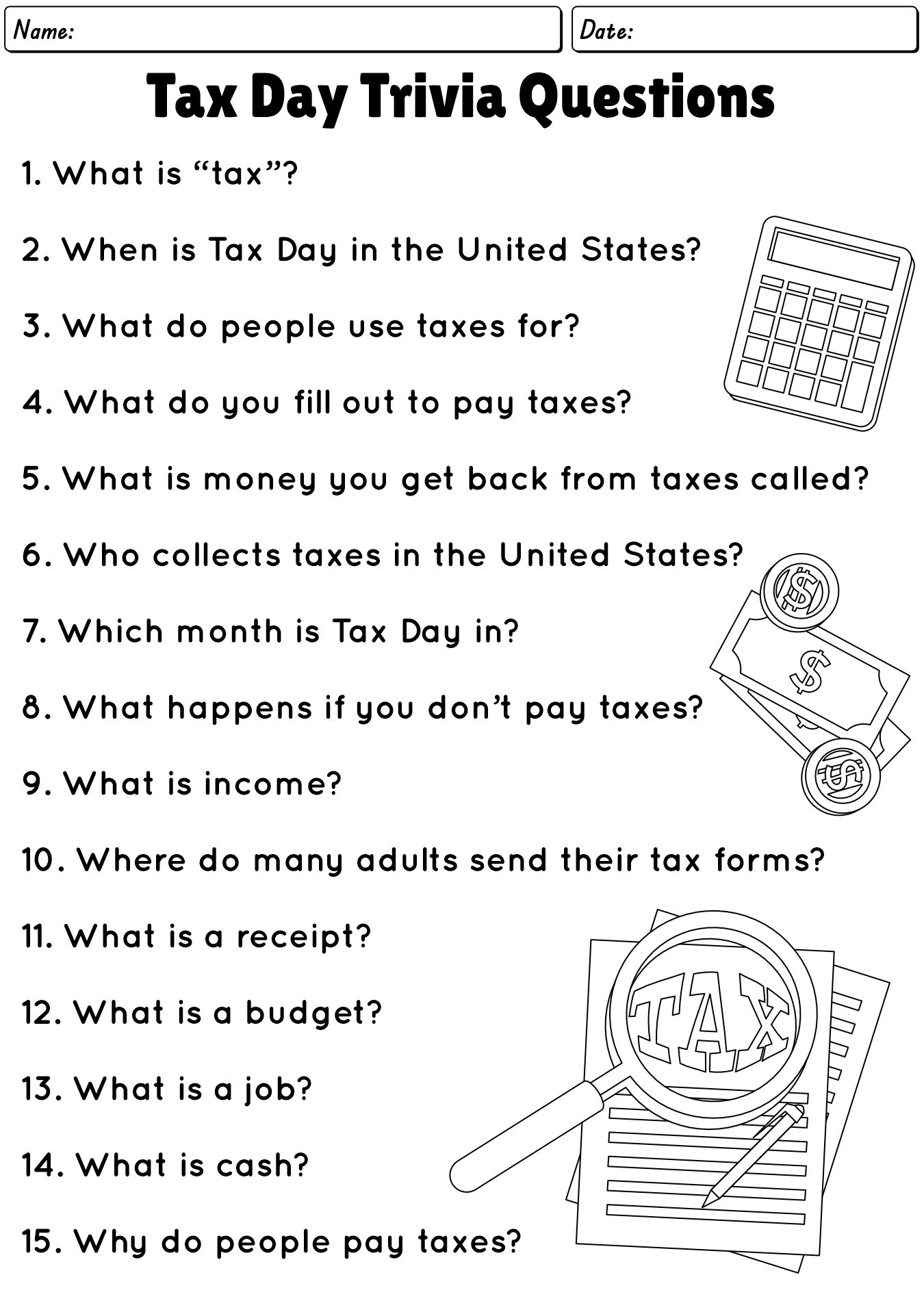 Trivia Game For Tax Day