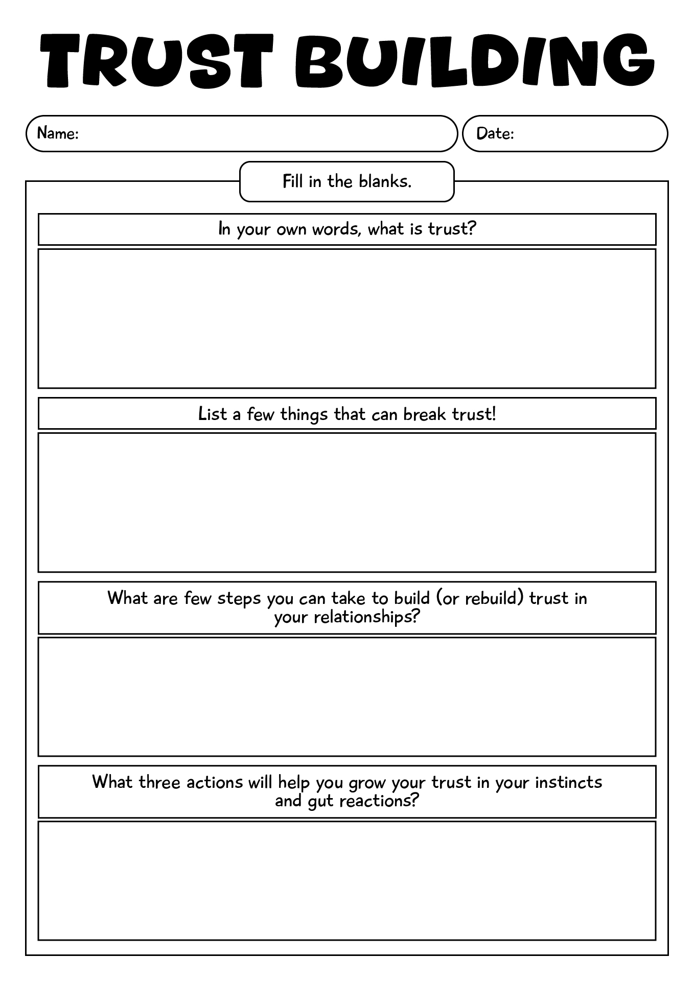 Trust Building Worksheet